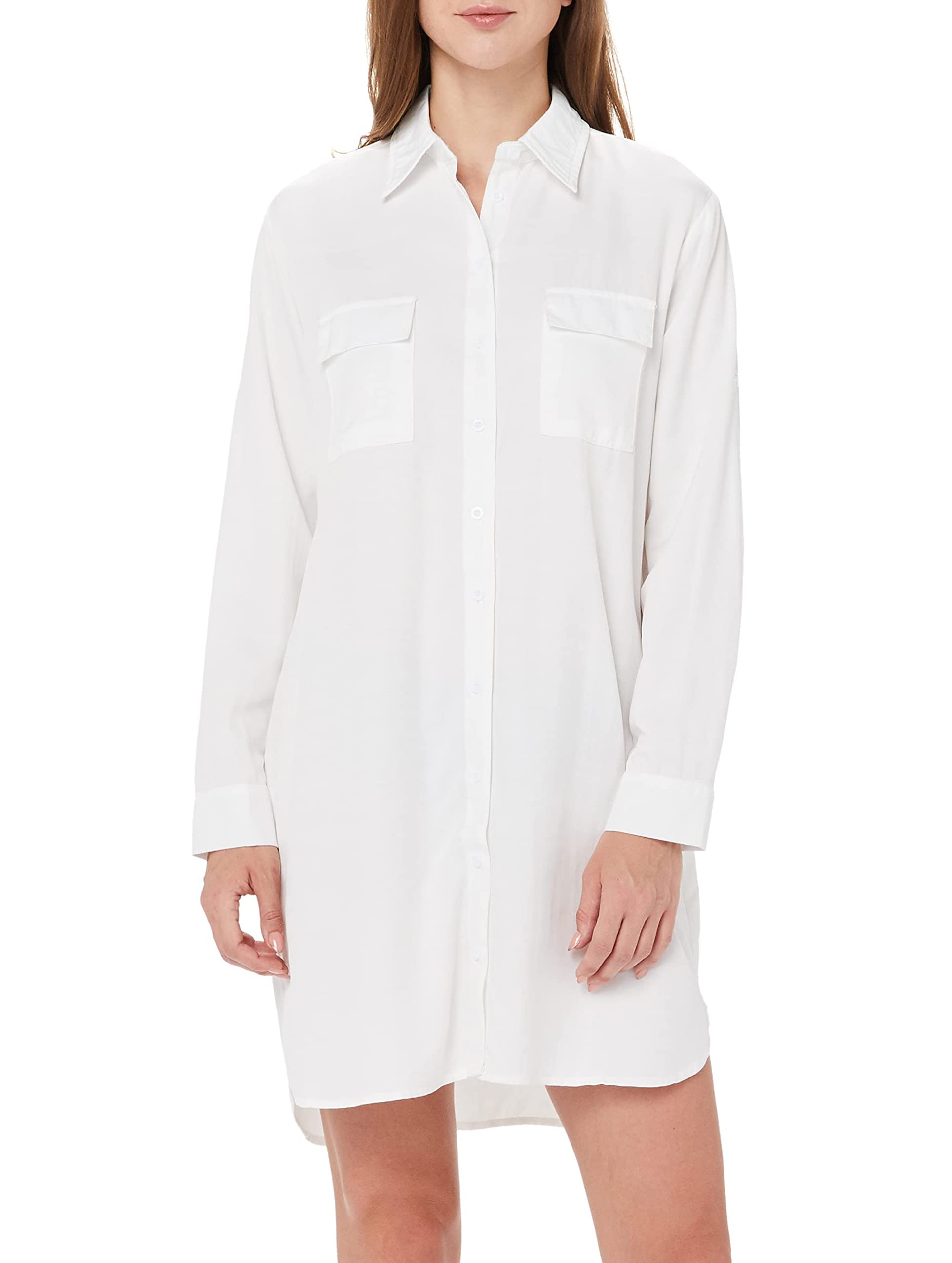 MANAIXUAN Women's Shirt Dress V Neck Long Sleeve Loose Casual with Pockets Front Button