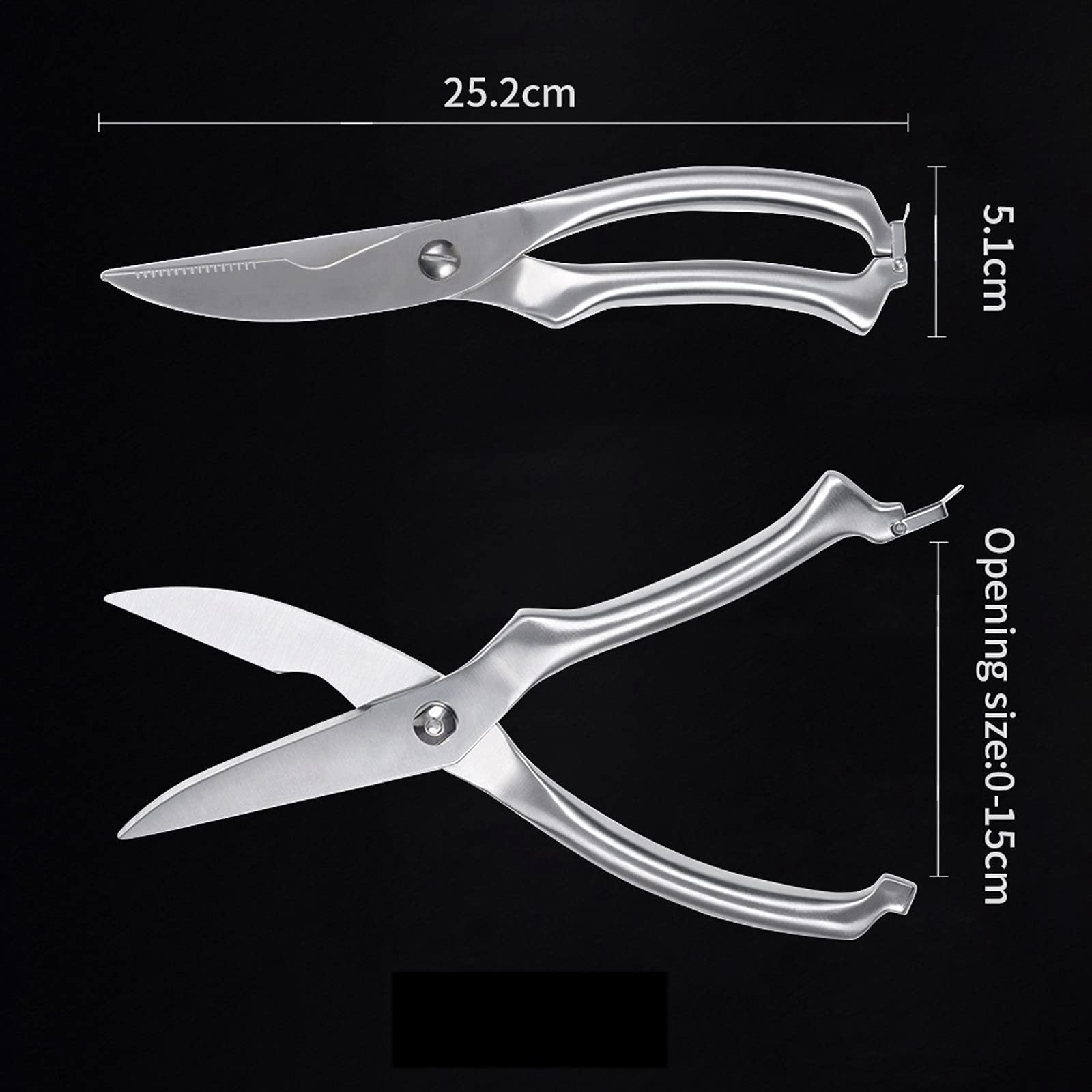 Tijeras de cocina Tijeras de hueso de pollo de cocina con bloqueo trasero Tijeras de cocina multifuncionales de acero inoxidable para cortar carne lechuga