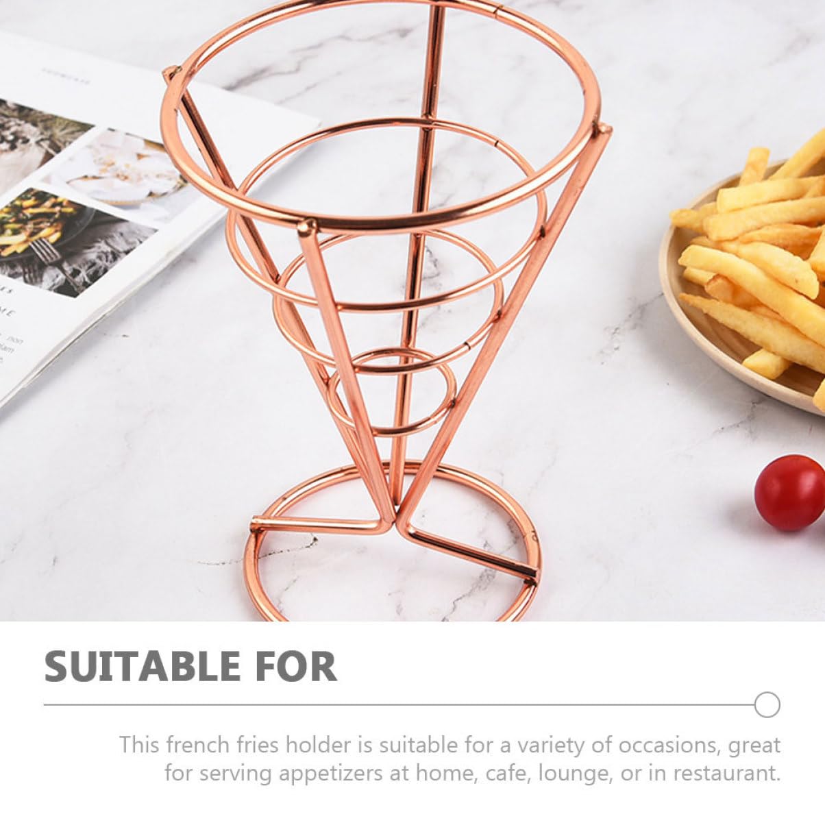 KICHOUSE 3Pcs French Fries Cone Basket Holder Snack Display Stand for Appetizers Fried Chicken Snacks Finish for Kitchen Restaurant and Parties