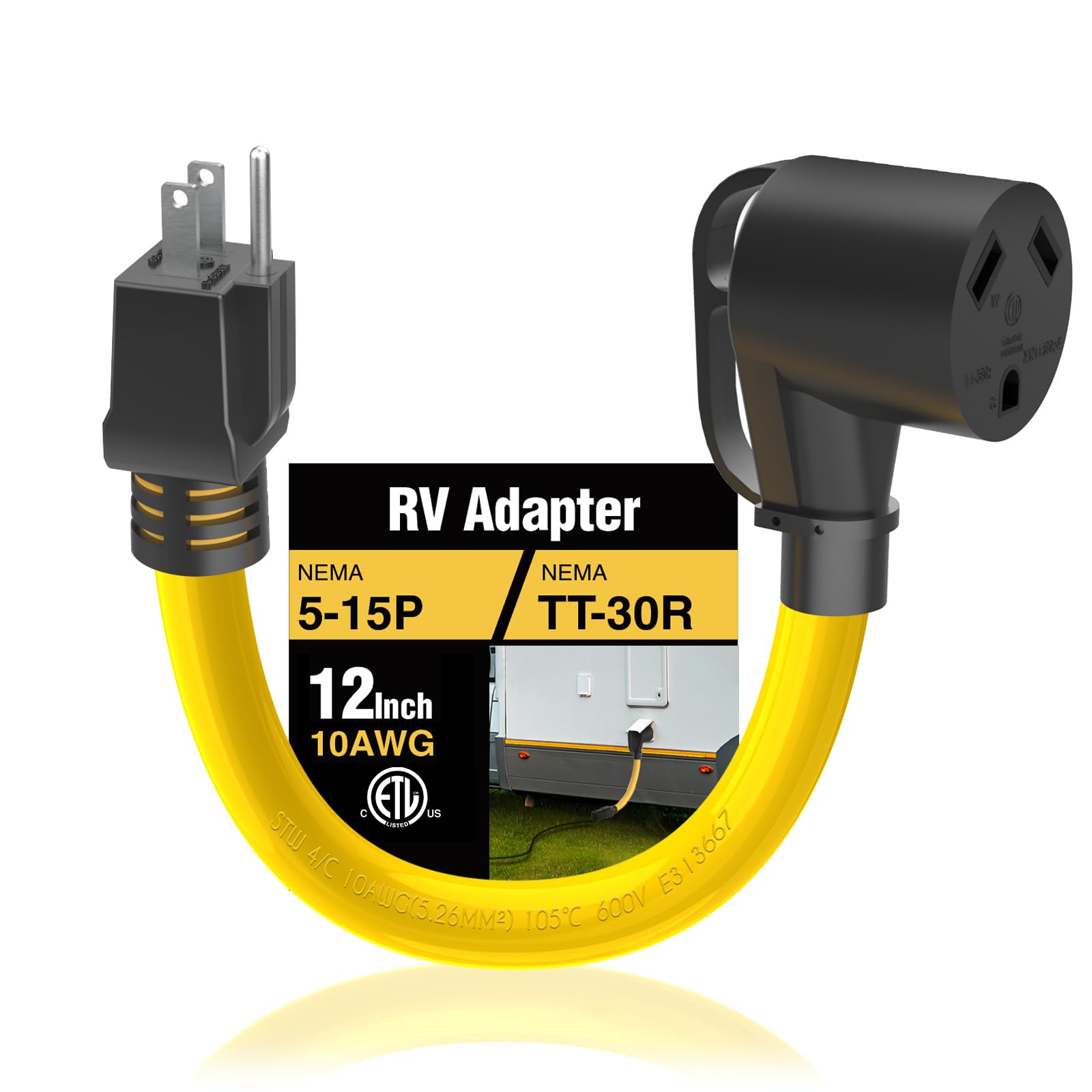 Amazon.com: M1A2 30 Amp to 15 Amp 110V RV Adapter Cord 30A to 15A