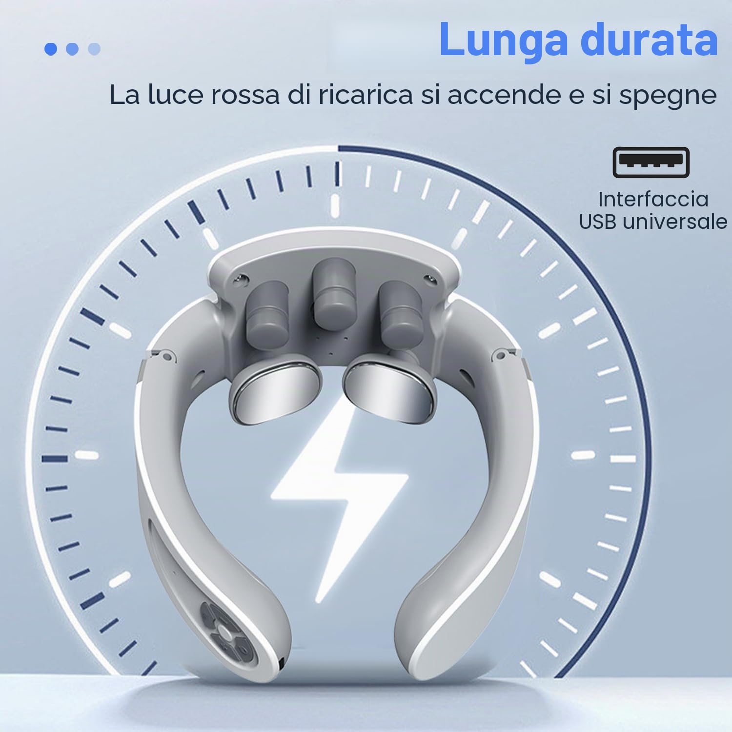 Massaggiatore Cervicale, Massaggiatore Collo Vocale Intelligente con Terapia Calore 42°C, 5 Modalità 15 Livelli Impulsi Elettromagnetici Massaggiatore per Domestico, Ufficio, Viaggio