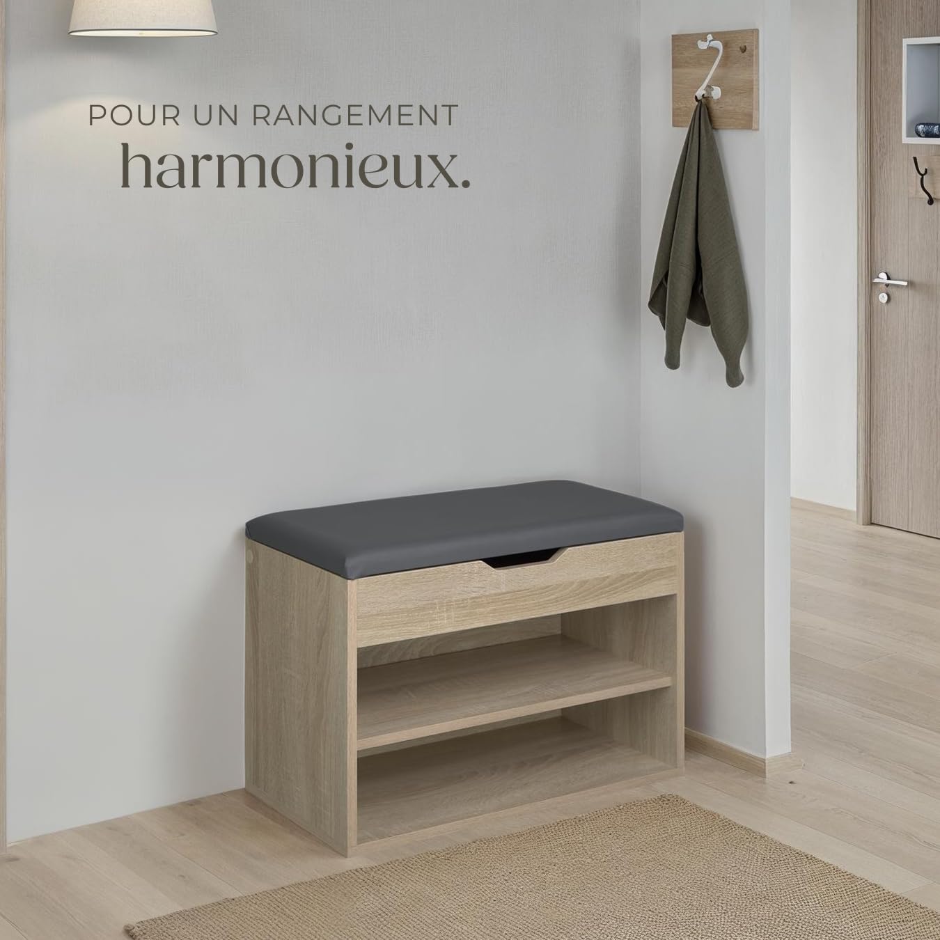 TecTake® Meuble Chaussures Meuble de Rangement Moderne Meuble d'entrée pour Max. 6 Paires 60x30x43,5 cm, Rangement Chaussures Gain de Place idéal Entrée, Chambre, Dressing Rangement Chaussure
