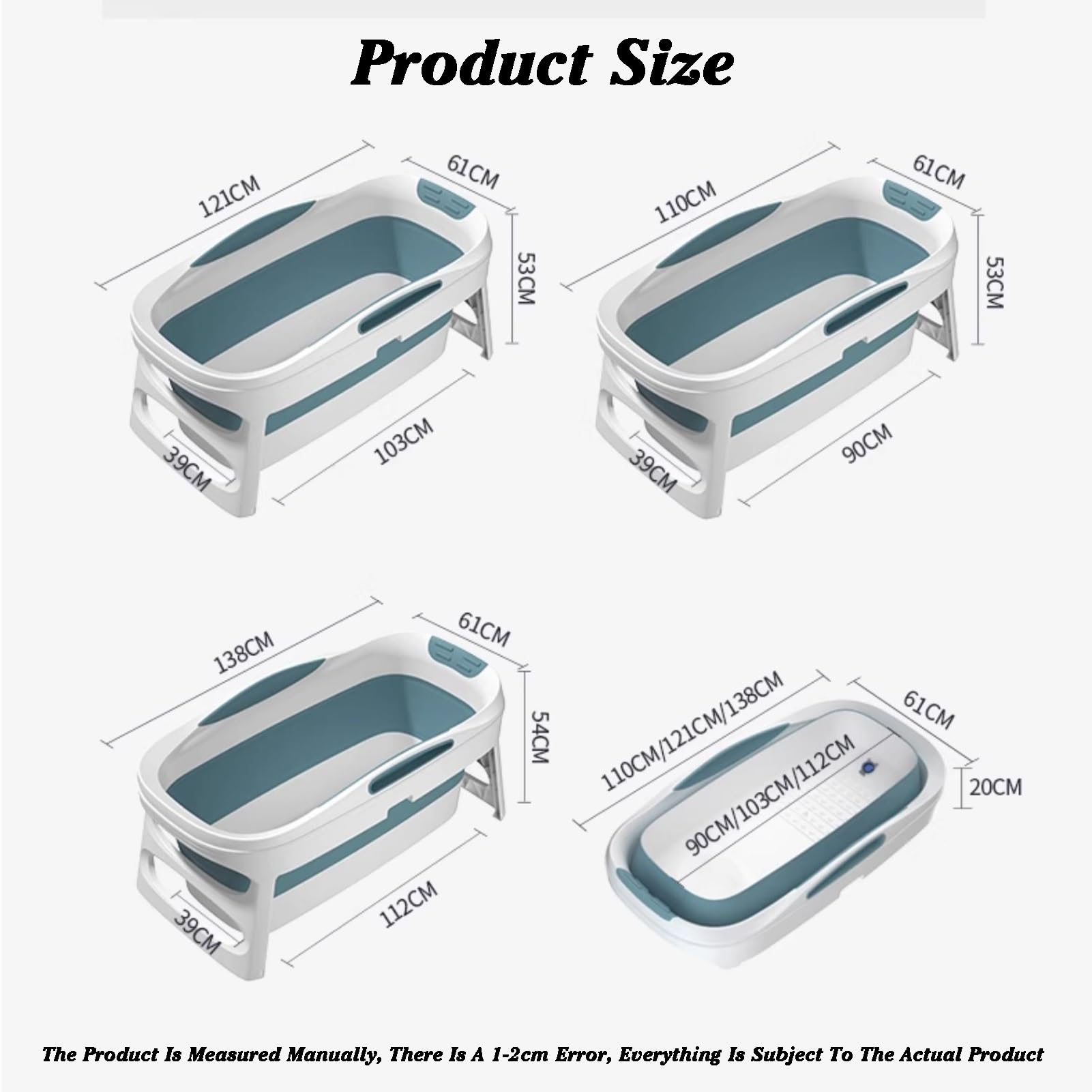 Vasca Da Bagno Portatile, Vasca Pieghevole Tuckaway Con Copertura Termica, Vasche Pieghevoli Non Gonfiabili, Facili Da Usare, Ideali For Bagni Caldi(1,110X61X53cm)