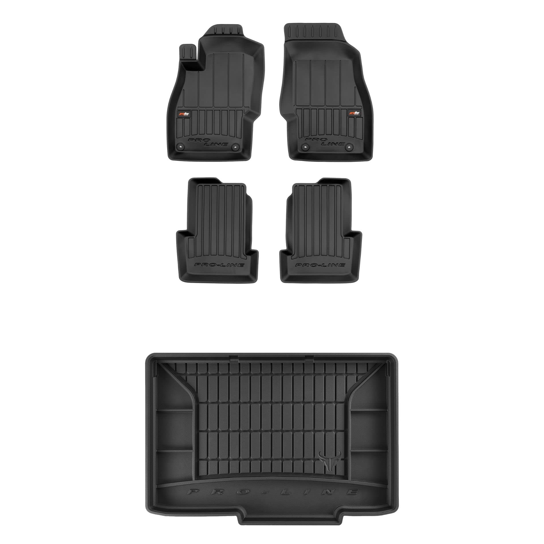FROGUM ProLine 3D Un Juego de Alfombrillas de Goma para Coche y cubeta Maletero exclusivas Alfombras para Opel Corsa E 2014-2019 | Los Bordes más Altos