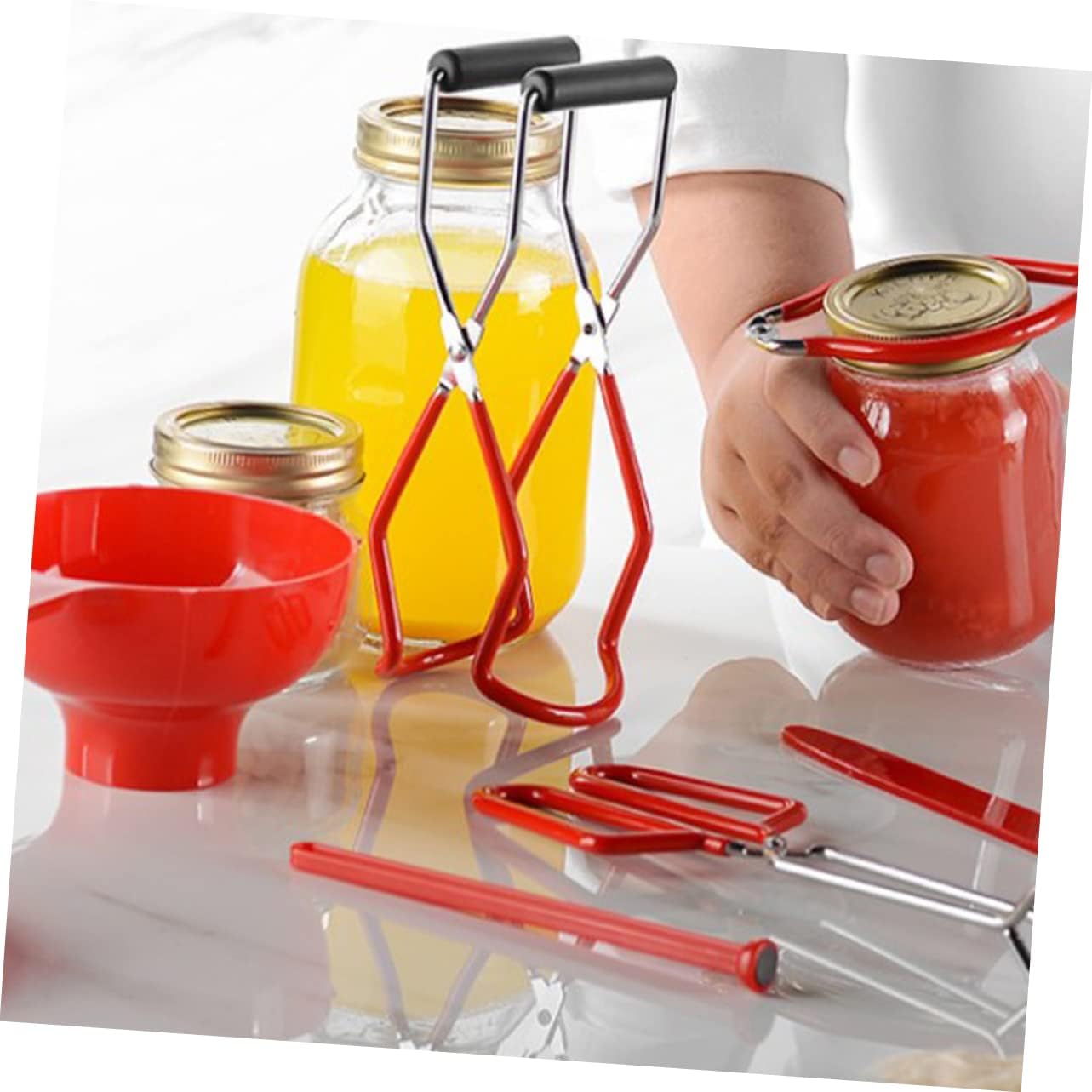 6pcs with Magnetic Can Lifter Pots Lifter Canning Jar Lifting Tools Magnetic Jar Lid Lifter Bucket Lid Opener Magnetic Canning Lid Can Opener Manual Plastic Portable Non-Slip Cover