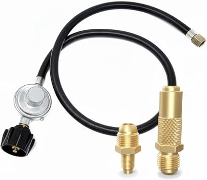 GasOne Universal Propane Regulator Hose with 3 Interchangeable Fittings 3 FT Propane Hose with Regulator - Compatible with Blackstone 17"/22" Griddles, Propane Grills, Burners & Other Appliances