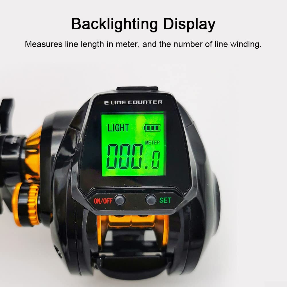 6.3: 1 Carrete de pesca digital Baitcasting con contador de línea preciso Pantalla grande