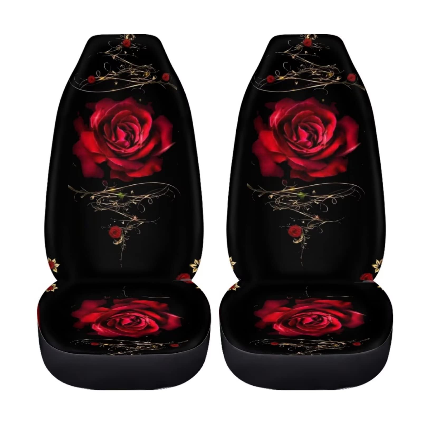 Aoopistc Coprisedili Auto Anteriori 2 Pezzi - Motivo Retrò Rosa Blu, Elasticizzati Universali, Con Schienale Alto - Accessori Auto Donna - 2