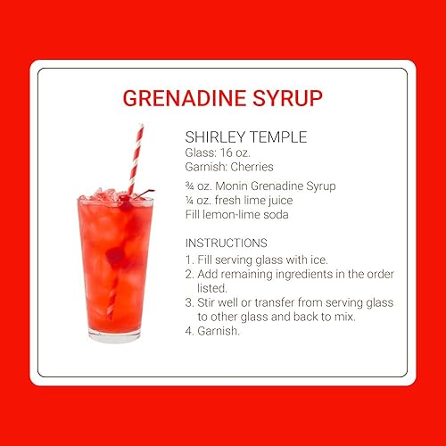 Miniatura 6 de Monin - Jarabe de granadina, deliciosamente dulce, aroma a arándano y frambuesa, sabores naturales, ideal para cócteles, cócteles sin alcohol y