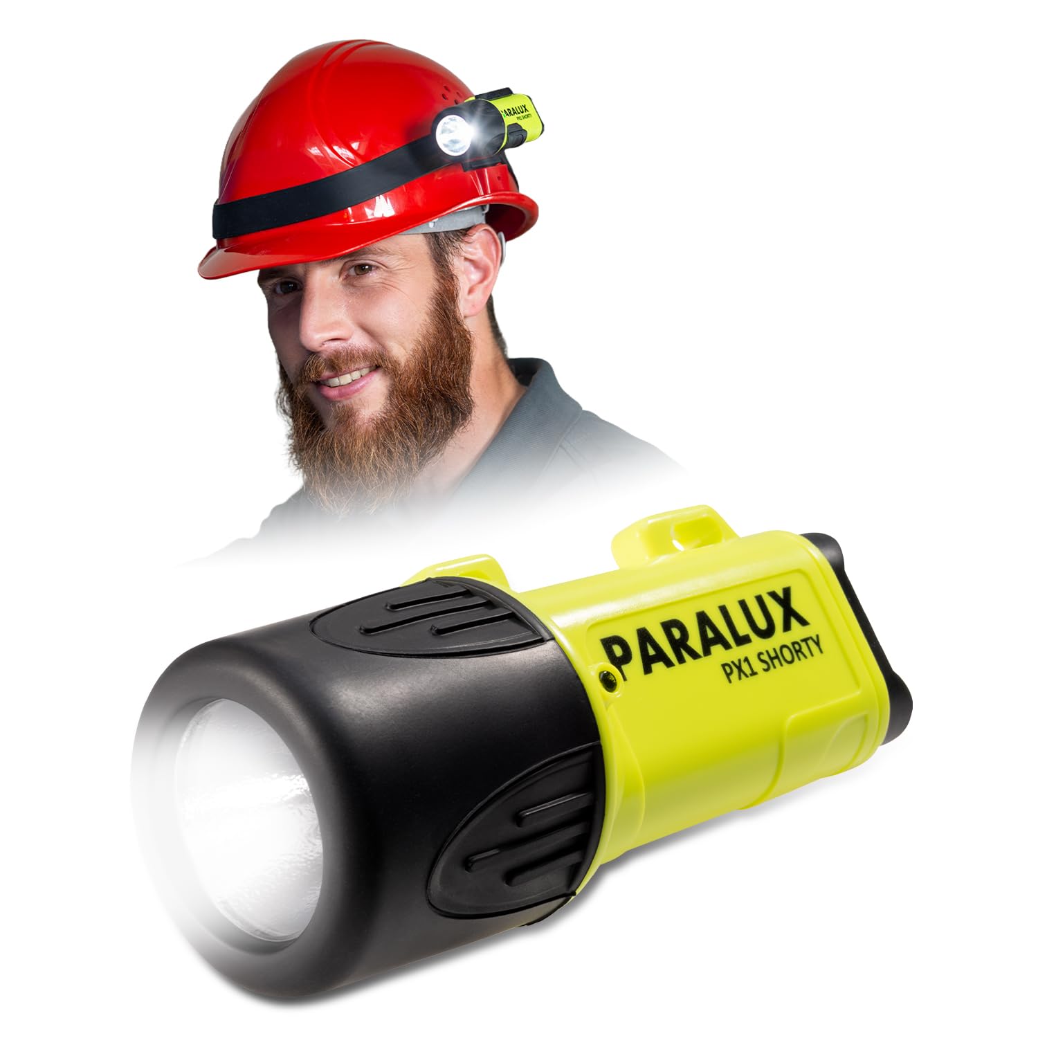 Parat Sicherheitsleuchte (MAX. Leuchtweite 120m, Taschenlampe, bis 8h bei Volllast) Luz de Seguridad PARALUX PX1 Shorty (máx. Alcance de 120 m, Linterna LED, hasta 8 h con Carga Completa, Amarillo