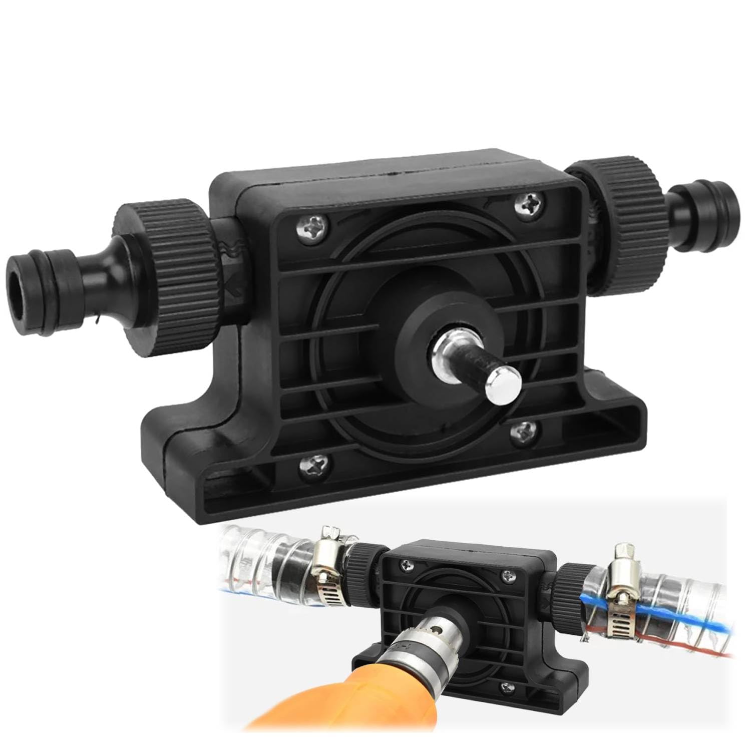 Tissting Bomba de agua Tissting, bomba hidráulica para taladro eléctrico autocebante, negro, moderna, residencial, para agua diesel y queroseno, 1.25 m³/h, 2 m, estilo moderno