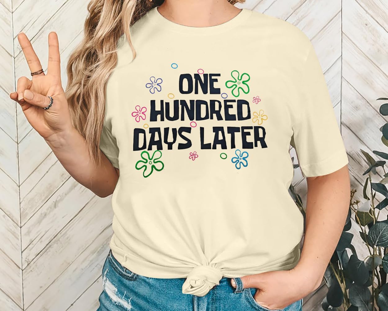 100 Days of School Shirt 100 Days of School Shirt Teacher Women 100th Day Casual Short Sleeve Tee Top - Image 4