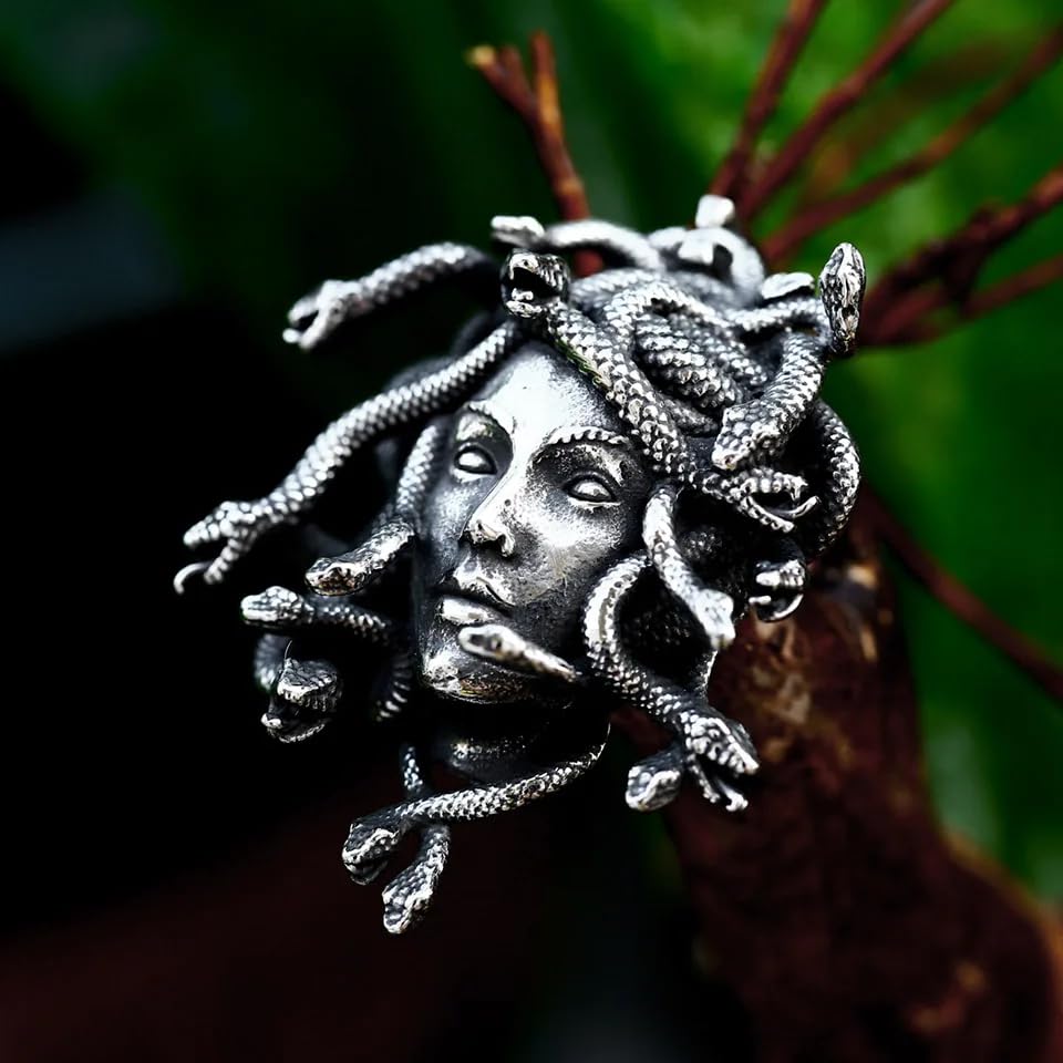 MOLOGO Snake Princess Medusa Pendant Stainless Steel Fashion Punk Hiphop Vintage Gothic Biker Jewelry Gift, Silver 5
