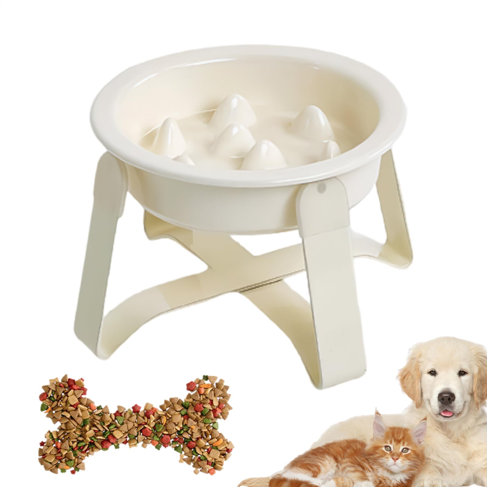 Slow Eating Dog Bowl | Ceramic Non-Slip Pet Dishes with Stand | Small Dog Slow Feeder Bowl,for Medium Pet Eating Water Standing Dishes Feeding Station Car Indoor Yard Garden