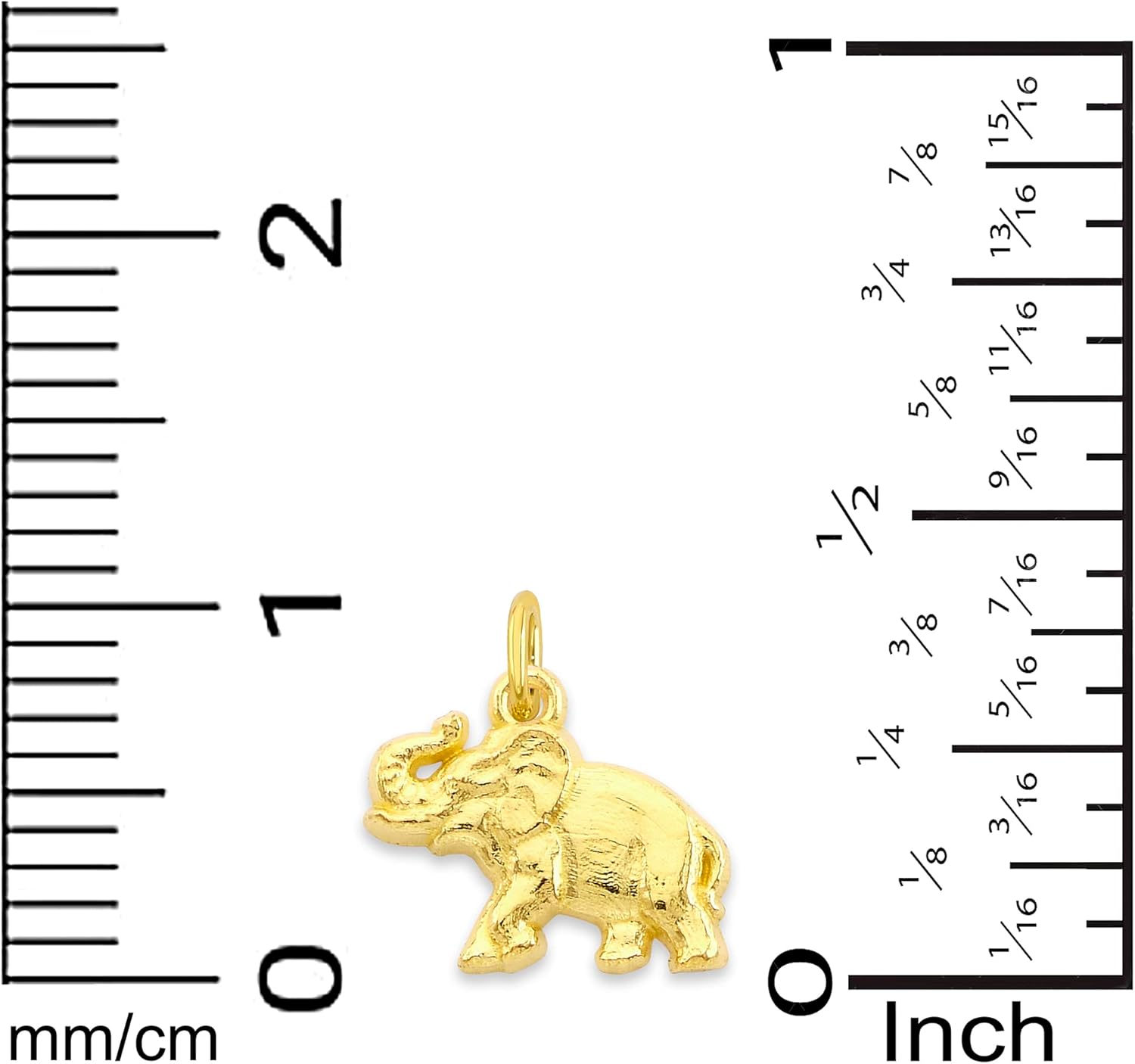 Solid 10k Gold Elephant Microcharm, Mini Cute Animal Charm Good Luck Symbol with Clasp