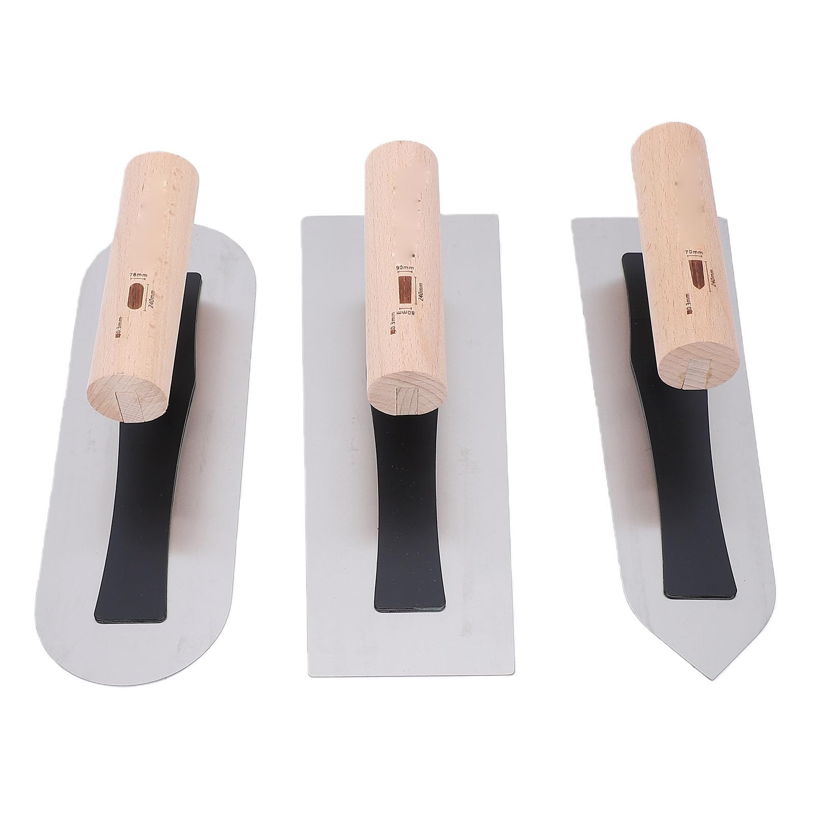 Fockety Set di 3 Spatole per Intonaco, 3 Spatole per Cartongesso con Manico in Legno, Attrezzi per Intonacatura Manuale in Acciaio Inossidabile Lucidato per Riparazioni di Cartongesso e
