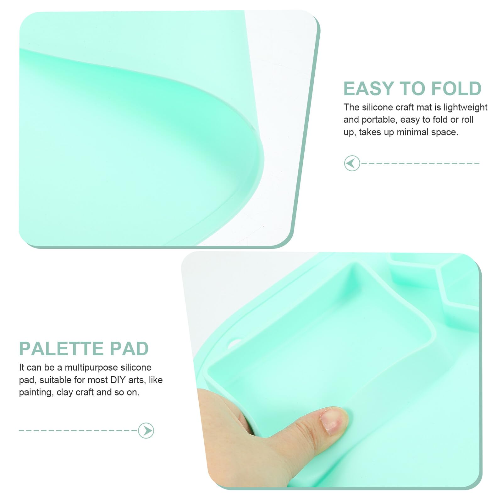 Malmatte für Kinder und Selbstgemacht Epoxidharz Silikonmatte Faltbar mit Kleinen Saugnäpfen Hellgrün Vielseitig für Aquarell und Farbmalerei Geeignet als Tischunterlage für Ton
