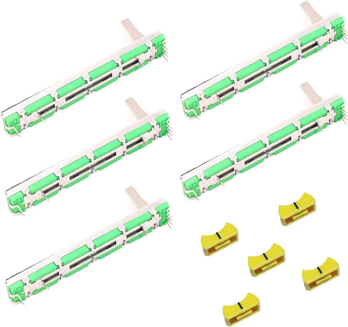 DAOKI 5PCS Straight Slide Potentiometer Mixer Fader B103 10K Ohm 75mm Dual Channel Fader
