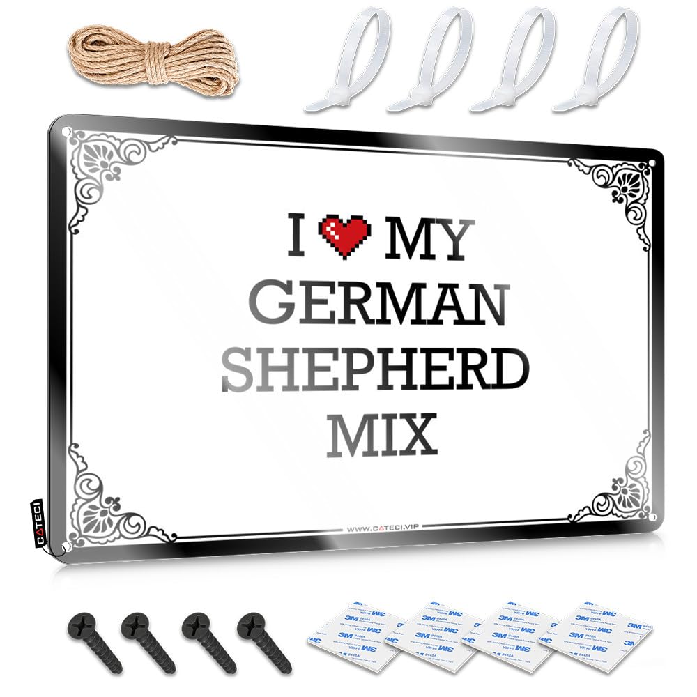 Fzfn Men's Colour Matal Sign Stuff For Teens Ready To Hang - I Love My German Shepherd Mix Soft Area For Lake(30X40cm)