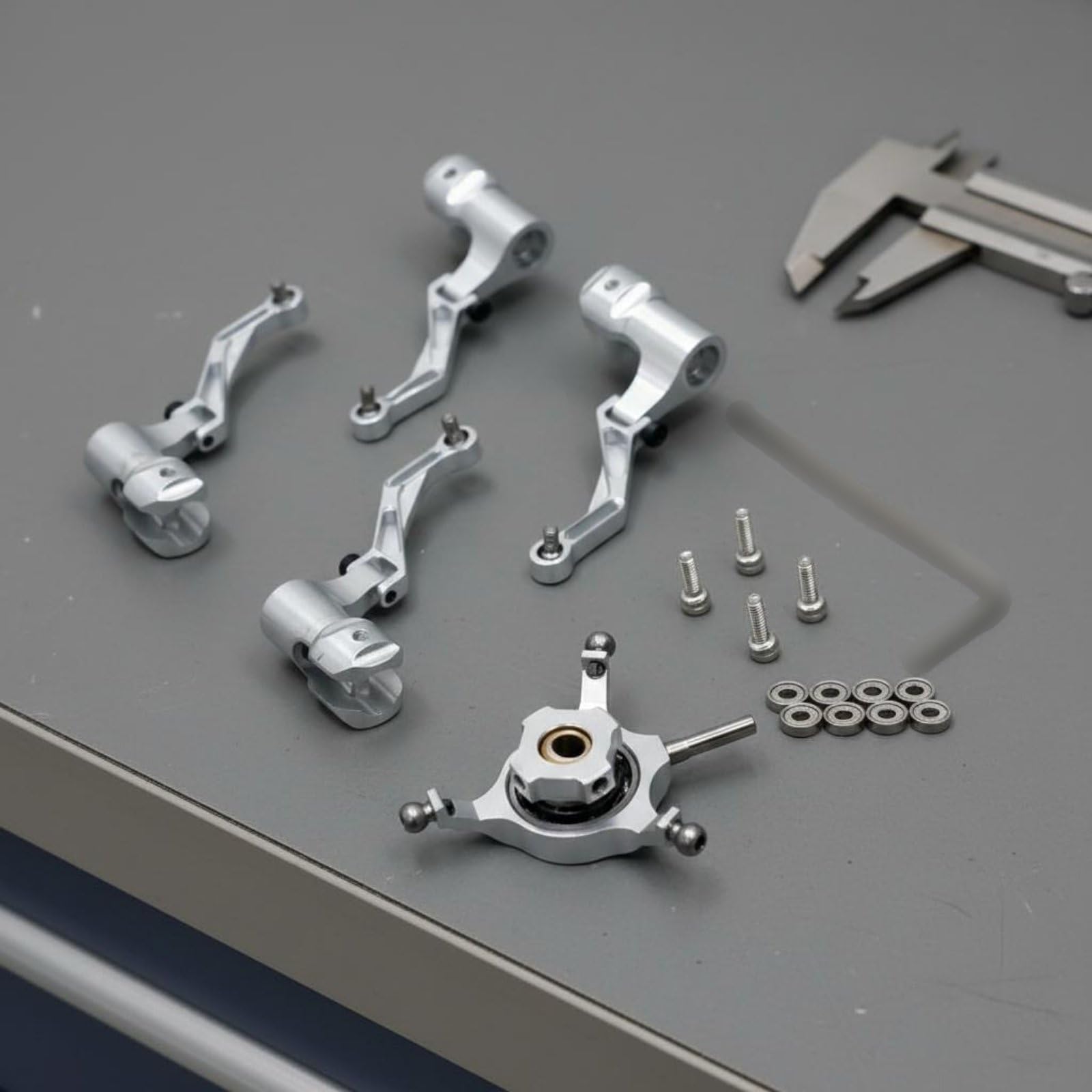Industrial Vehículo Accesorio RC Kit Mejora Conjunto Rotor Cabezal Placa Soportes de Ajuste Específico Wltoys K124 K170 Adecuado para Reemplazos Actualización Técnica Hobby, Negro