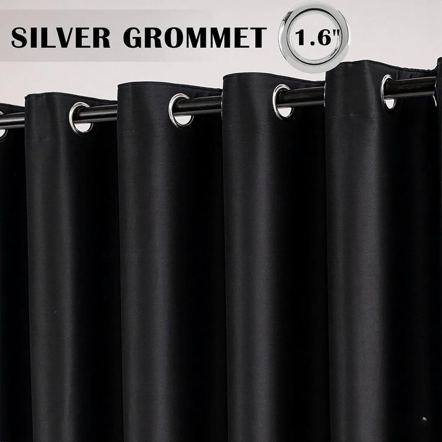 Home Decor Blackout Extra Long Curtains，156" Long Grommet High Ceiling Draps Noise Reducing 2 Story Curtains for Living Bedroom Windows(1Panel，W52xL156)