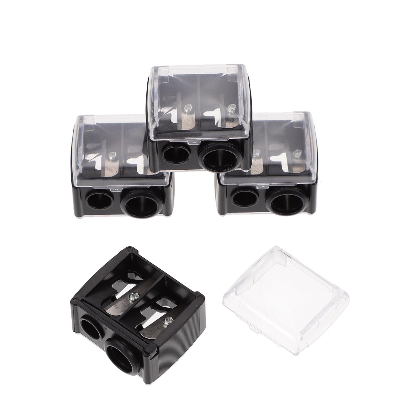 FOMIYES Makeup Pencil Sharpener Set 4pcs Dual-Ended Eyeliner Brow Sharpener Lid Quality Makeup Accessories Random Color