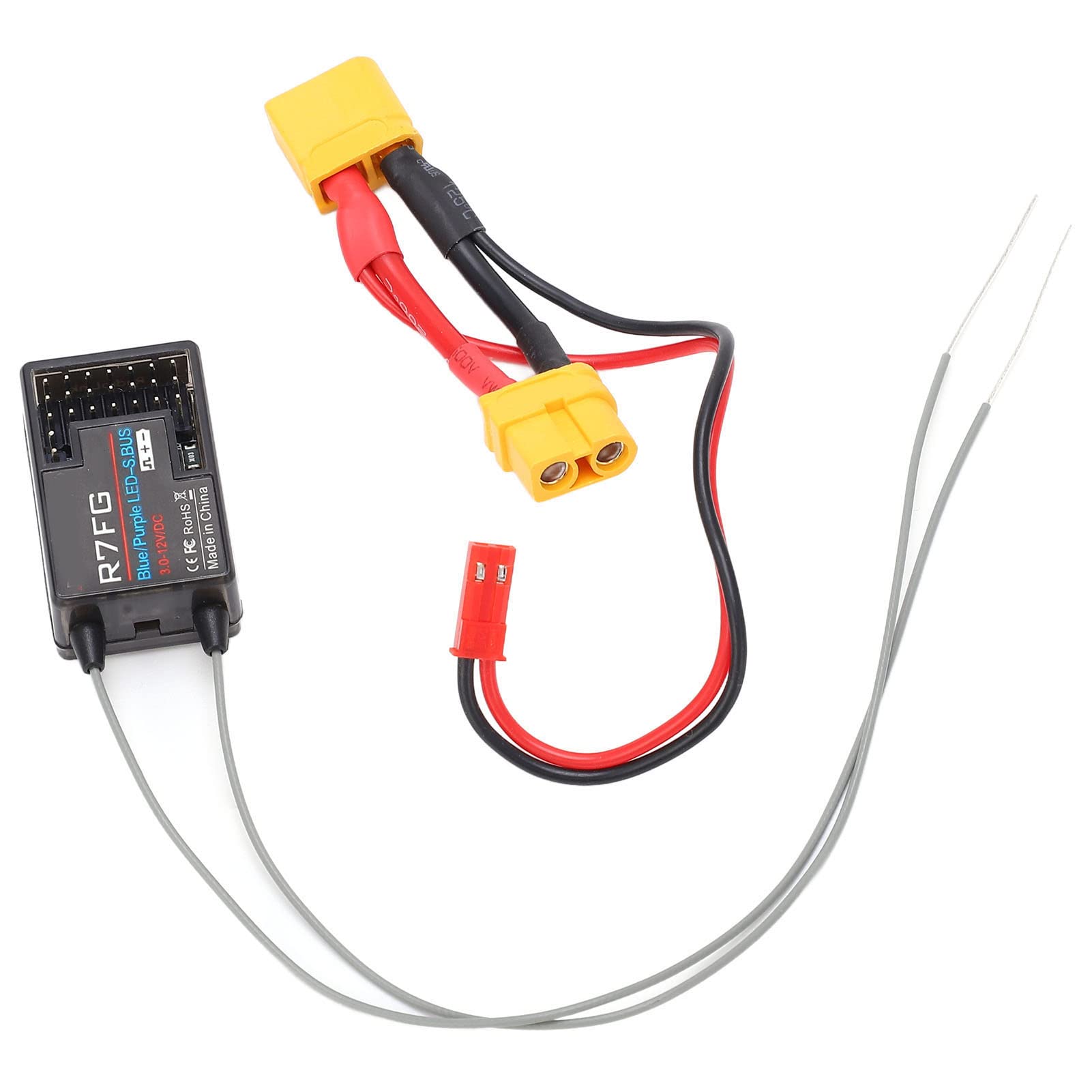 RC Car Receiver, 2.4G R7FG 7 Channels Receiver 2.4G Dual Antenna Telemetry Car Boat Receiver for RC Transmitter RC6GS RC4GS