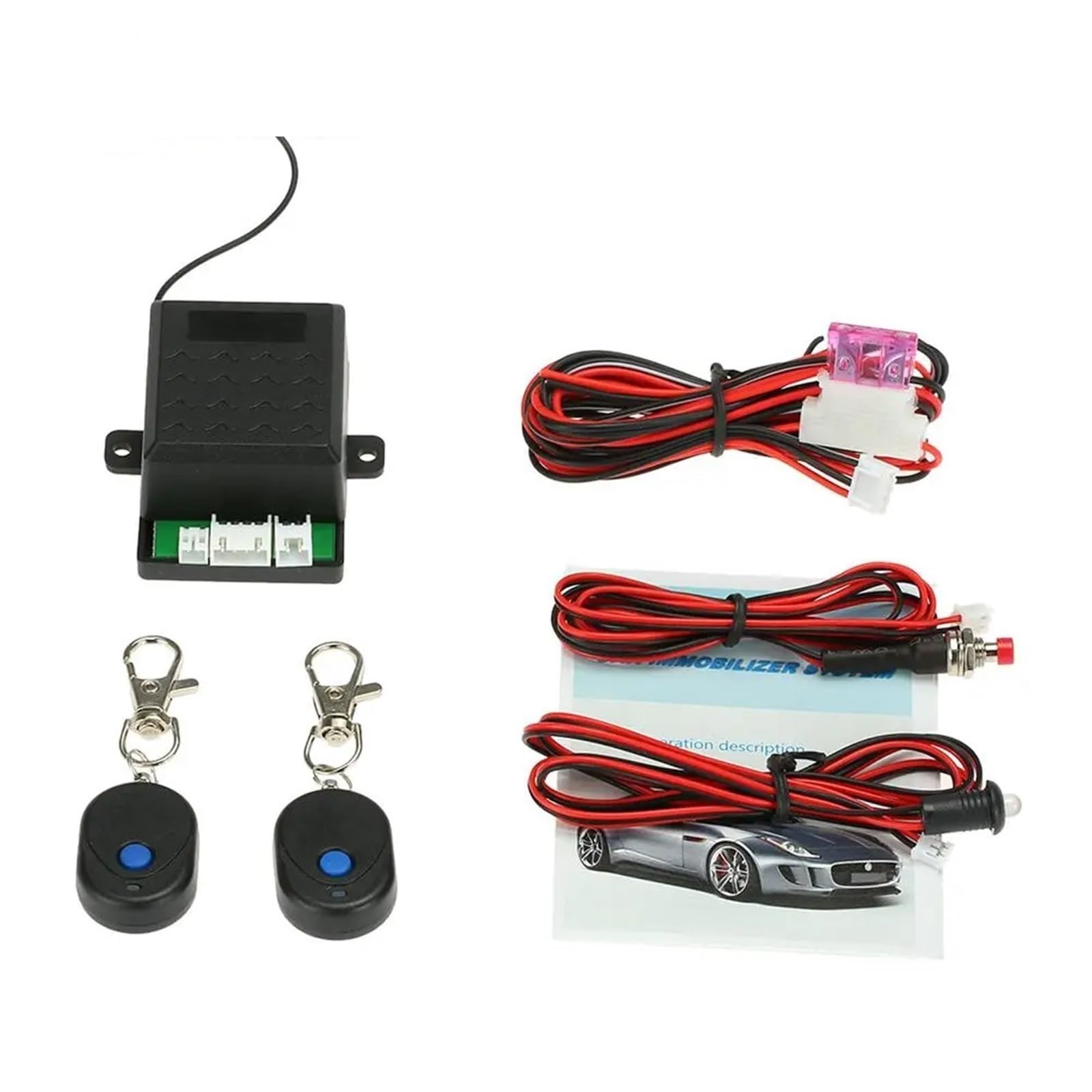 Sistema de Seguridad antirrobo inmovilizador Coche 1 vía protección Alarma automática sin Llave con 2 mandos a Distancia