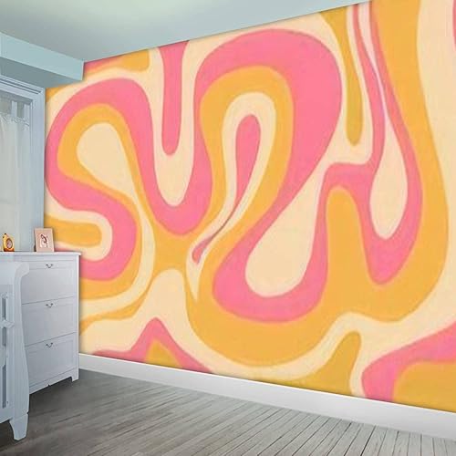 Miniatura 5 de Papel tapiz de espiral psicodélico Groovy psicodélico retro ondulado, diseño de Groovy, para despegar y pegar, removible, autoadhesivo, grande,