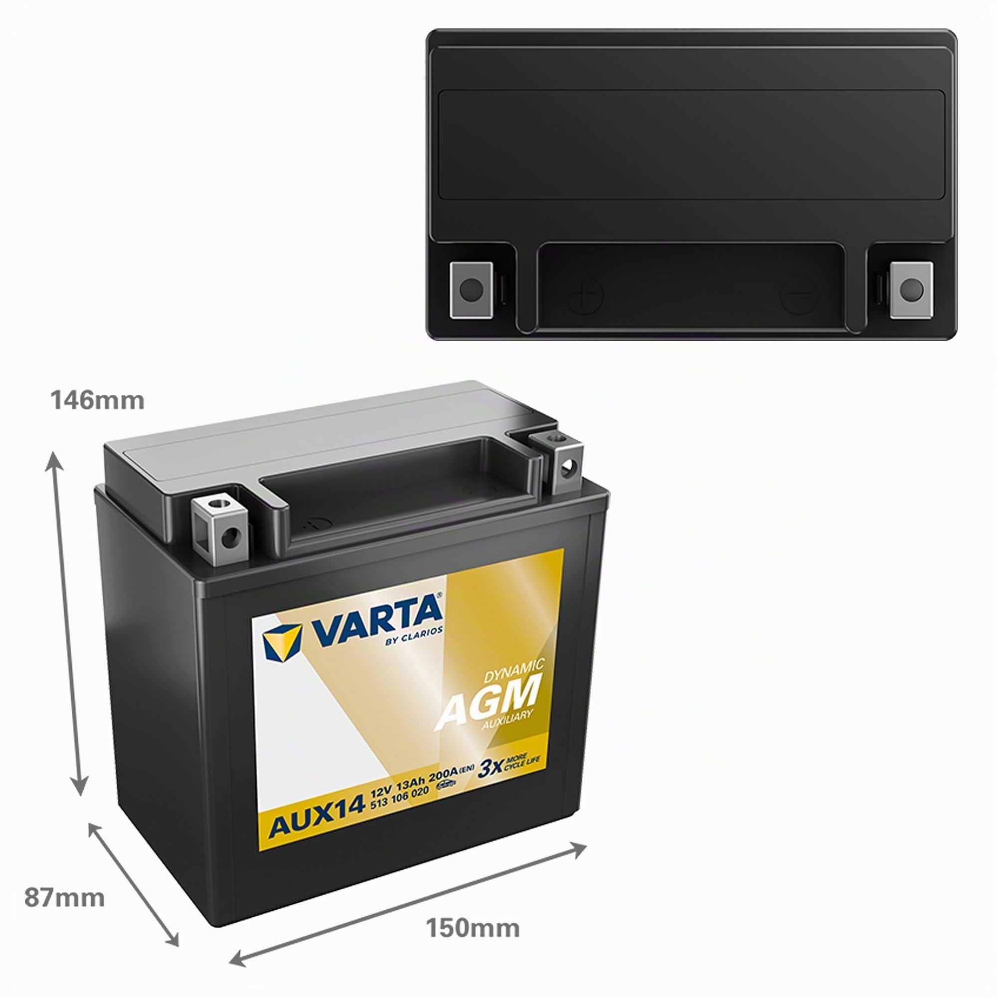 VARTA Batterie 13, Ah 200, A/EN 513106020K262 L 150mm B 87mm H 146mm