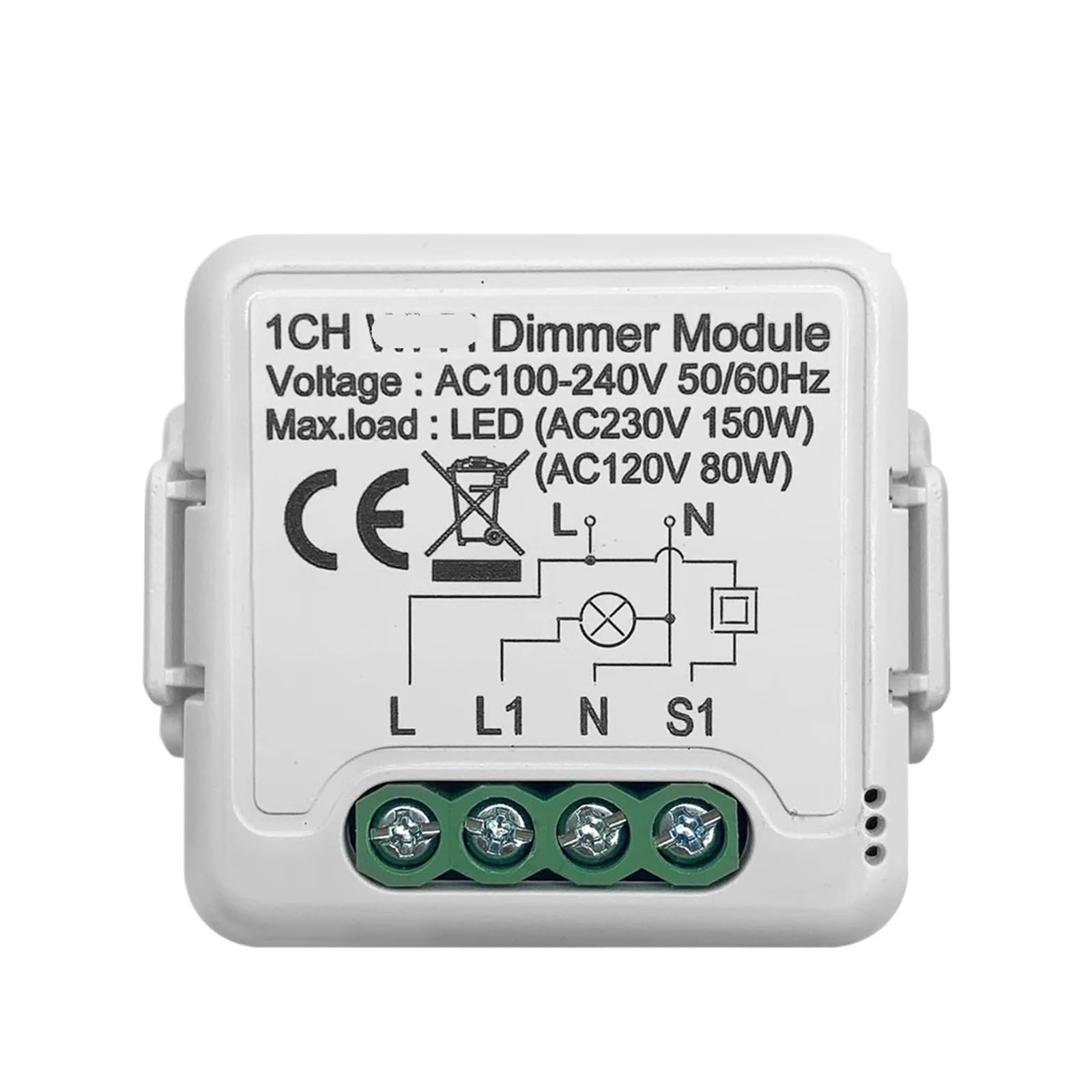 1 Uds. Módulo de interruptor de atenuación inteligente 10A compatible con interruptor de luz regulable con control de 2 vías 1 2 juegos(1 Gang)