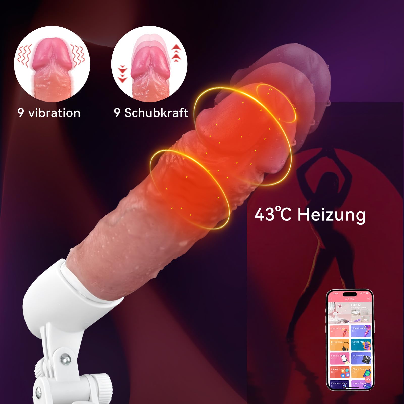 Dildo Realistico Vibratoreper Donna Professionale,Macchina del Sesso Con Telecomando