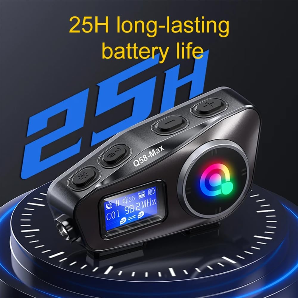 Casque Intercom Moto Q58 Max, pour 2 Pilotes Parlant en Même Temps dans Un Rayon De 500 M