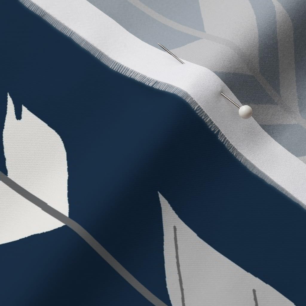 Spoonflower Fabric - Arrow Feather Navy Feathers Woodland Nursery Gray Printed on Organic Cotton Sateen Fabric by The Yard - Sewing Quilting Apparel Home Decor