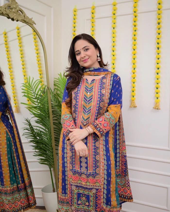 Image of Viscose Muslin womens kurta set with dupatta /womens kurta set with dupatta