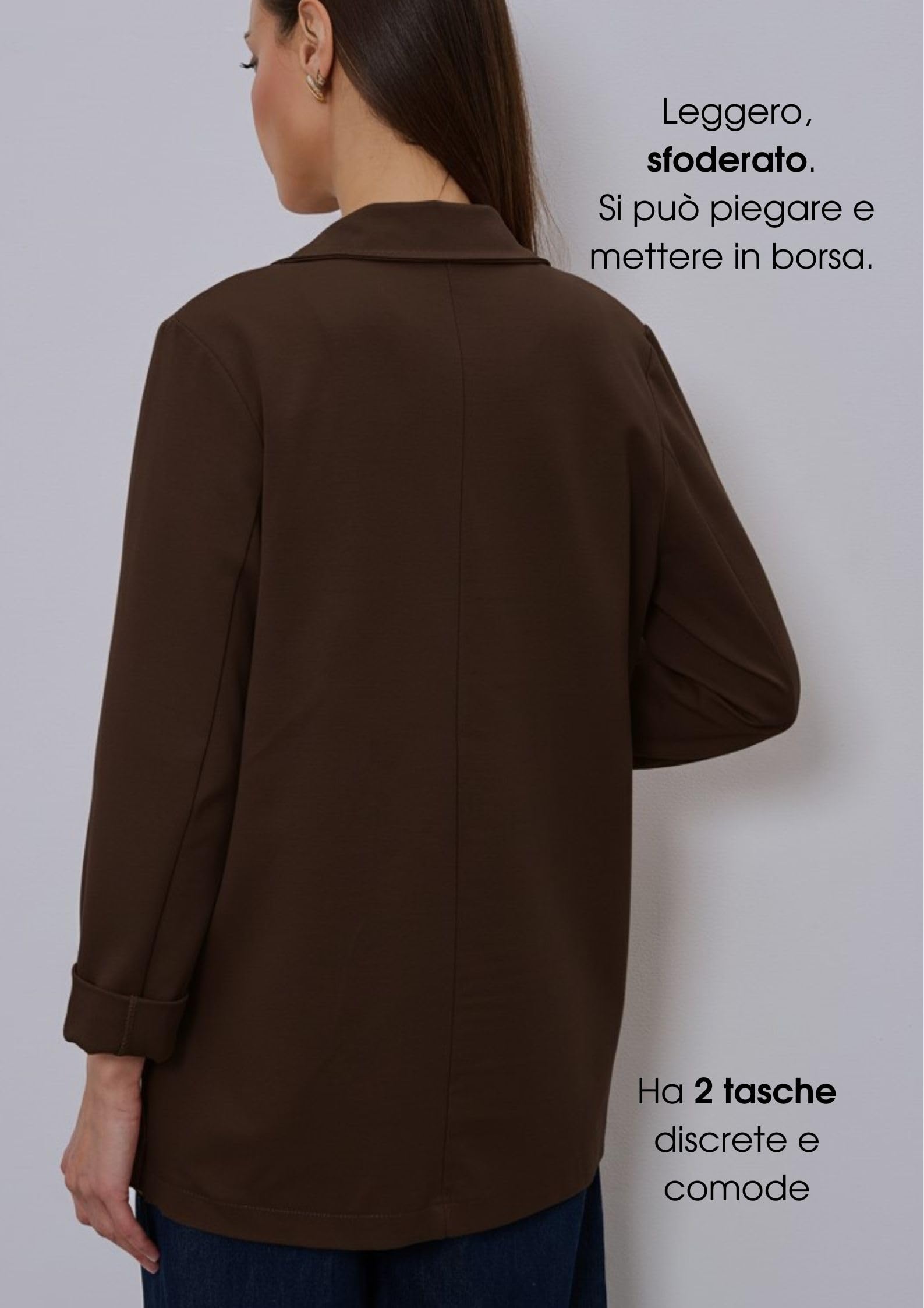 Blazer Donna Elegante Lungo - Giacca per Completo Cerimonia Made in Italy, Coprispalle Cardigan Taglie Forti Primavera Estate Curvy