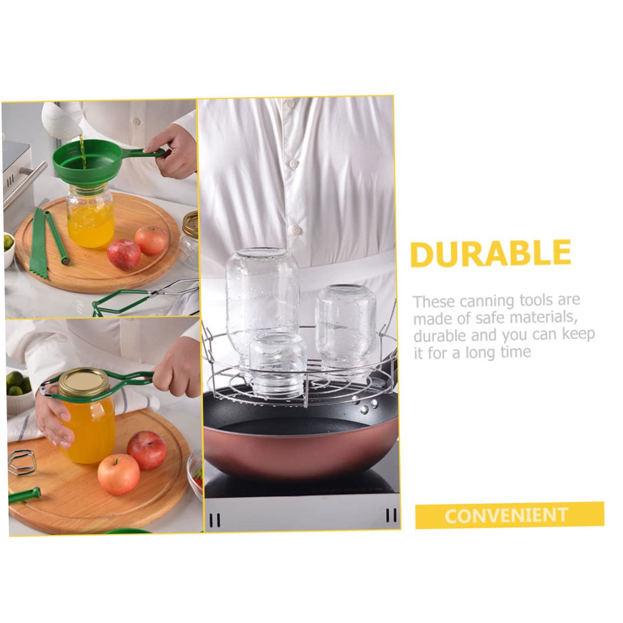 IMIKEYA Set Utensili per Inscatolamento 7 Pezzi Imbuto a Bocca Larga e Sollevatore Barattoli in Materiale Sicuro, Kit Professionale per Conserve e Marmellate, Attrezzatura Cucina