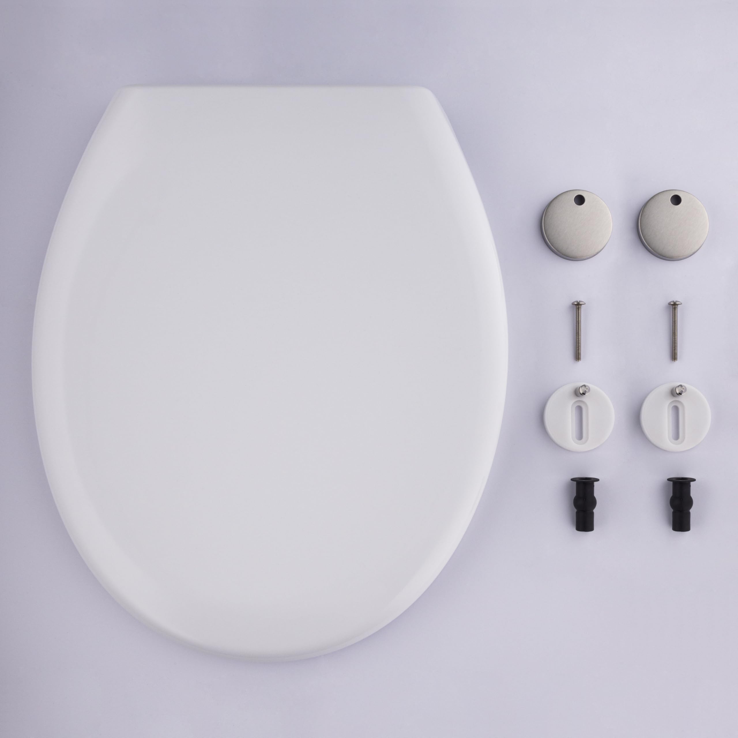 Abattant WC blanc universel clipsable/nettoyage facile - lunette de toilettes frein de chute forme O NOYON & THIEBAULT