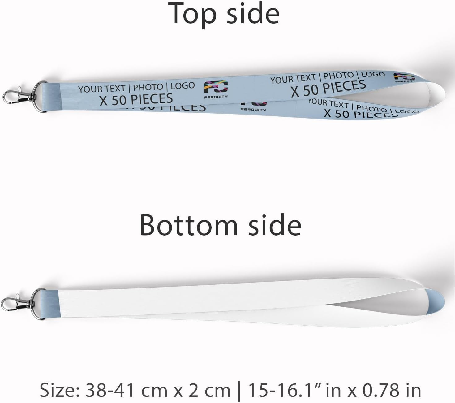 Ferocity Personalizzati Cordini SET 50 pezzi pass nastri collo stampa logo/con testo o grafica lanyards portachiavi portapass [098]