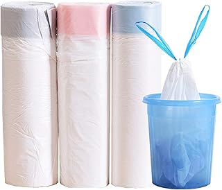 3 Rolls 15L Bin Bags Bin Liners Drawstring Rubbish Bags, Small Bin Bags Degradable Trash Bags Unscented Indoor Garbage Bags for Bedroom Kitchen Office （45x50cm, 15L）