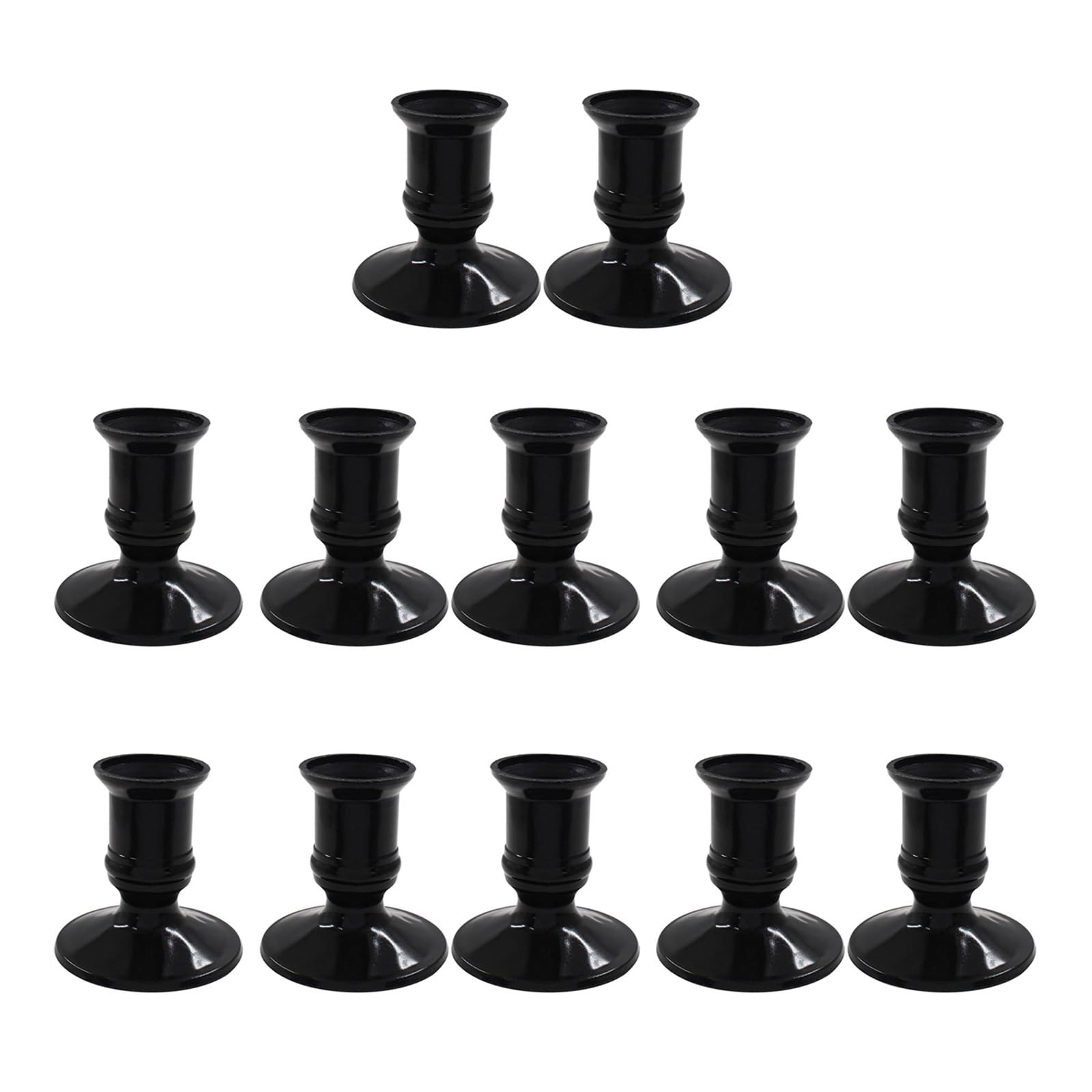 12Pcs Black Taper Holders Elegant Designs LED Stand Candlestick for Christmas Weddings and Dinners Romantics Dinner Holder