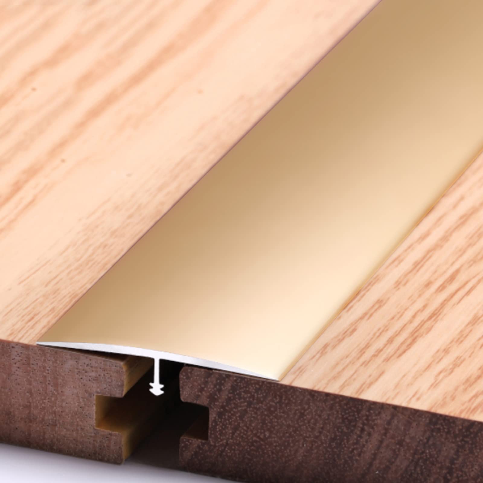 1.5 Inch Wide Carpet Door Strips for Doors,Heavy Duty Wood to Tile T-Molding Floor Transition Strip,Kitchen,Bathroom,Easy to Install(Gold,100cm/39.4in)