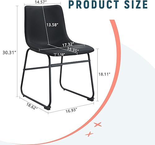 Miniatura 2 de Sillas Modernas para Comedor - Juego de 4 sillas de comedor de piel sintética con respaldo y marco negro, juego de 4 sillas de comedor con
