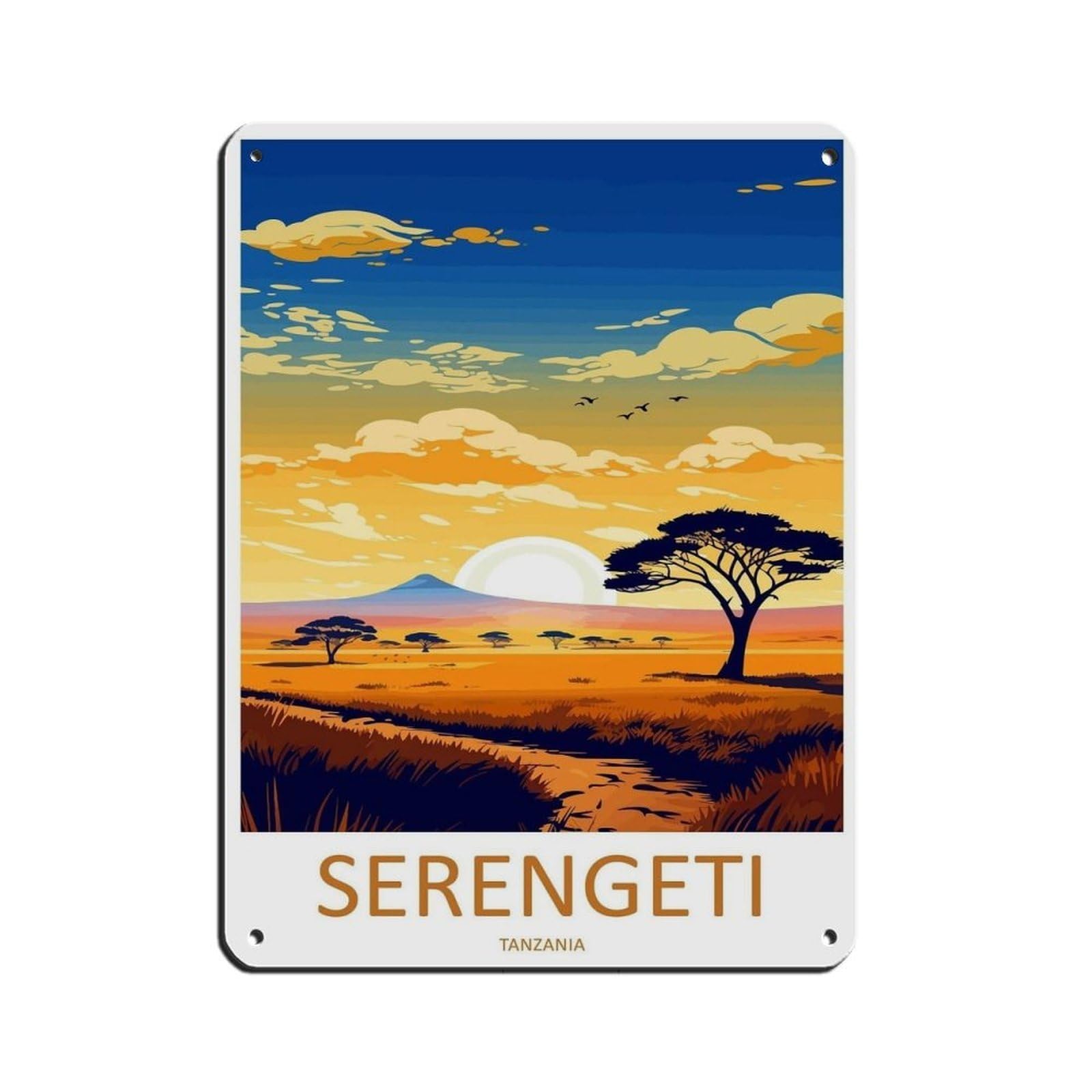 Serengeti Travel Art Tanzania Décor Art (2) Tin Sign Vintage Metal Pub Club Cafe Bar Home Wall Art Decoration Poster Retro 12x16inch(30x40cm)