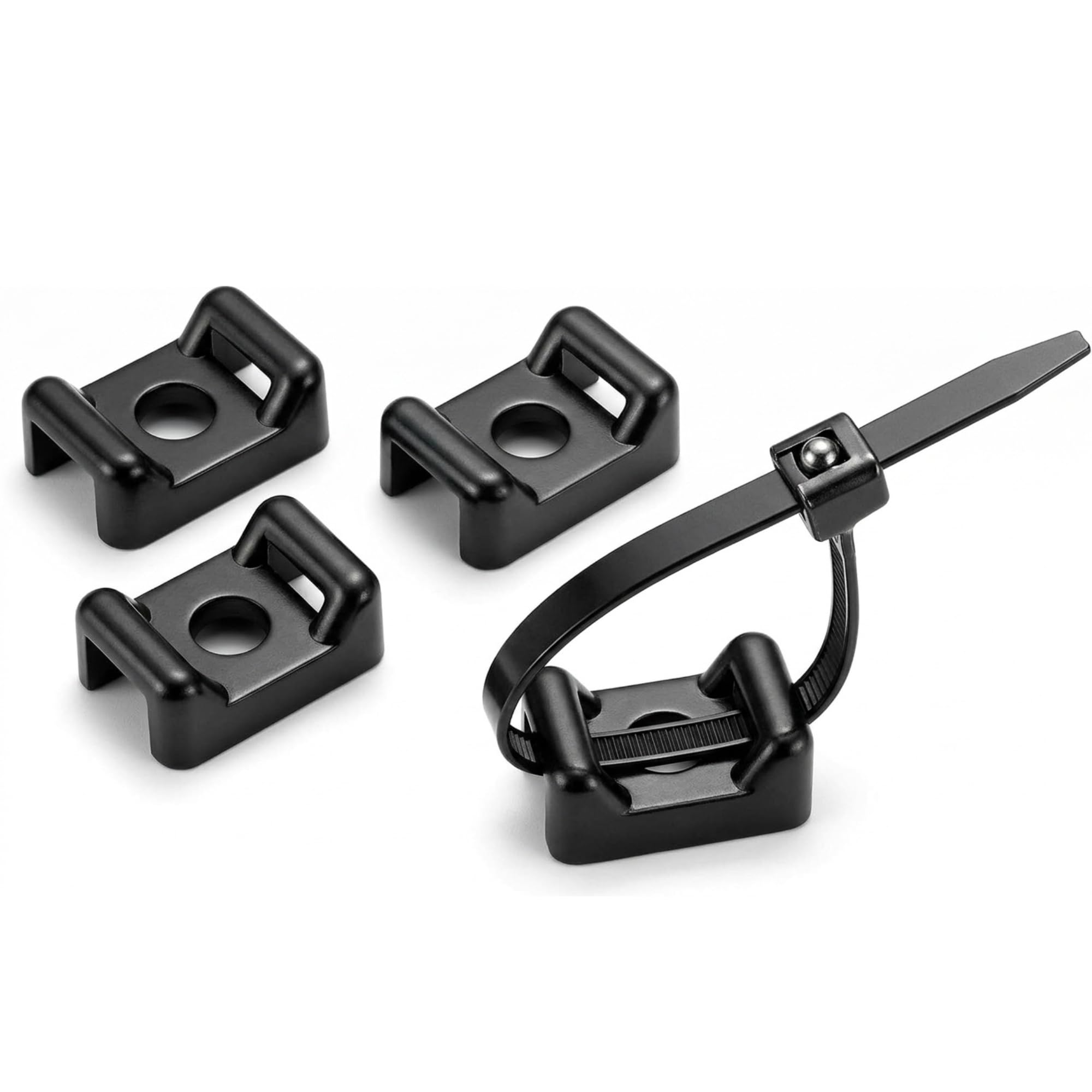 WEMNO Screw Mount Cable Tie Base 100 Pack | Screw Fix Cable Tie Mount | Permanent Cable Management | Outdoor & Industrial | UV Stabilised Nylon | Electrician & M&E Installer