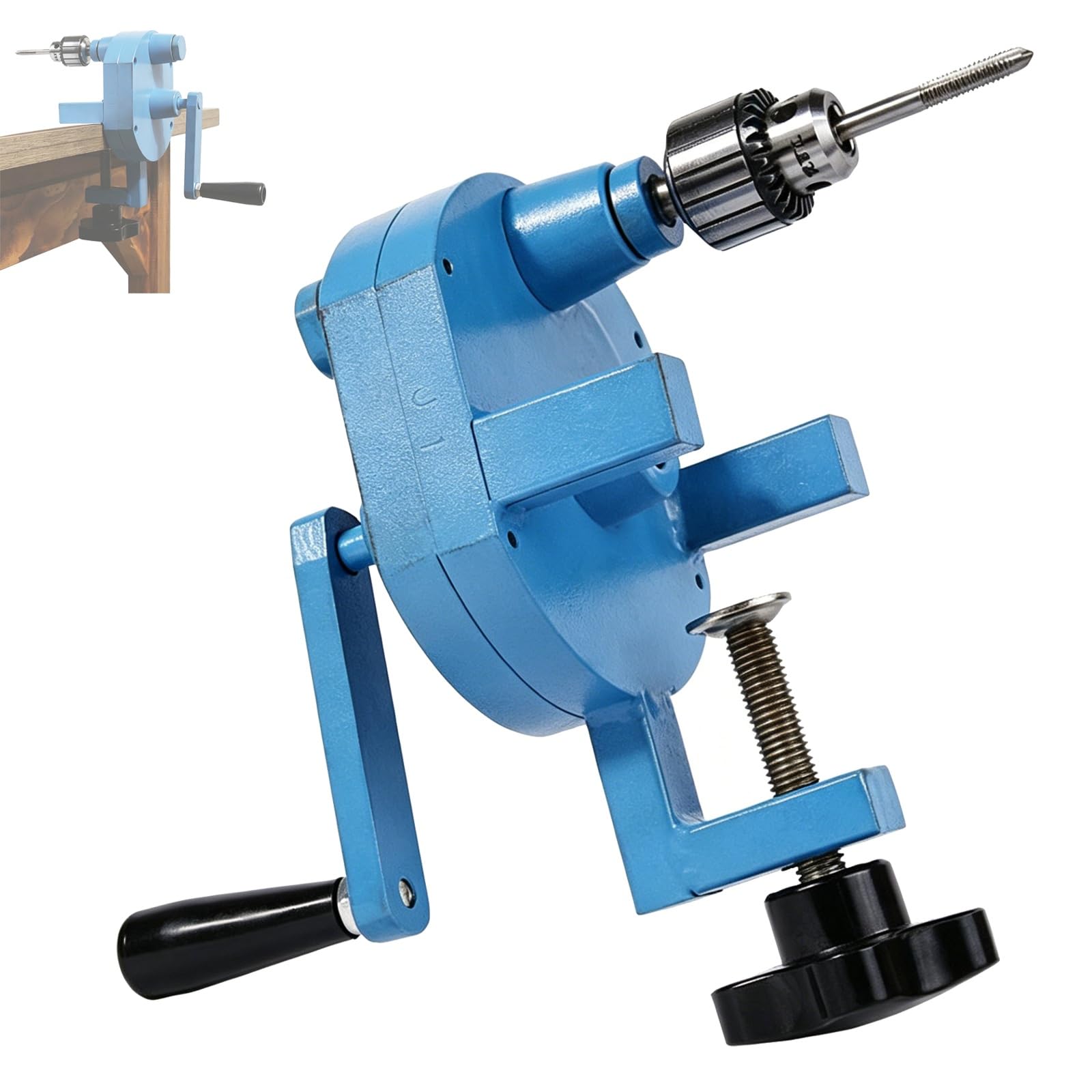 GYKOZY Portable Manual Tapping Machine, Hand Crank Drilling Threading Tool with 0.6-6mm Chuck, for Metal Deburring, Tap Repair, Woodworking, Plastic DIY Jewelry Making