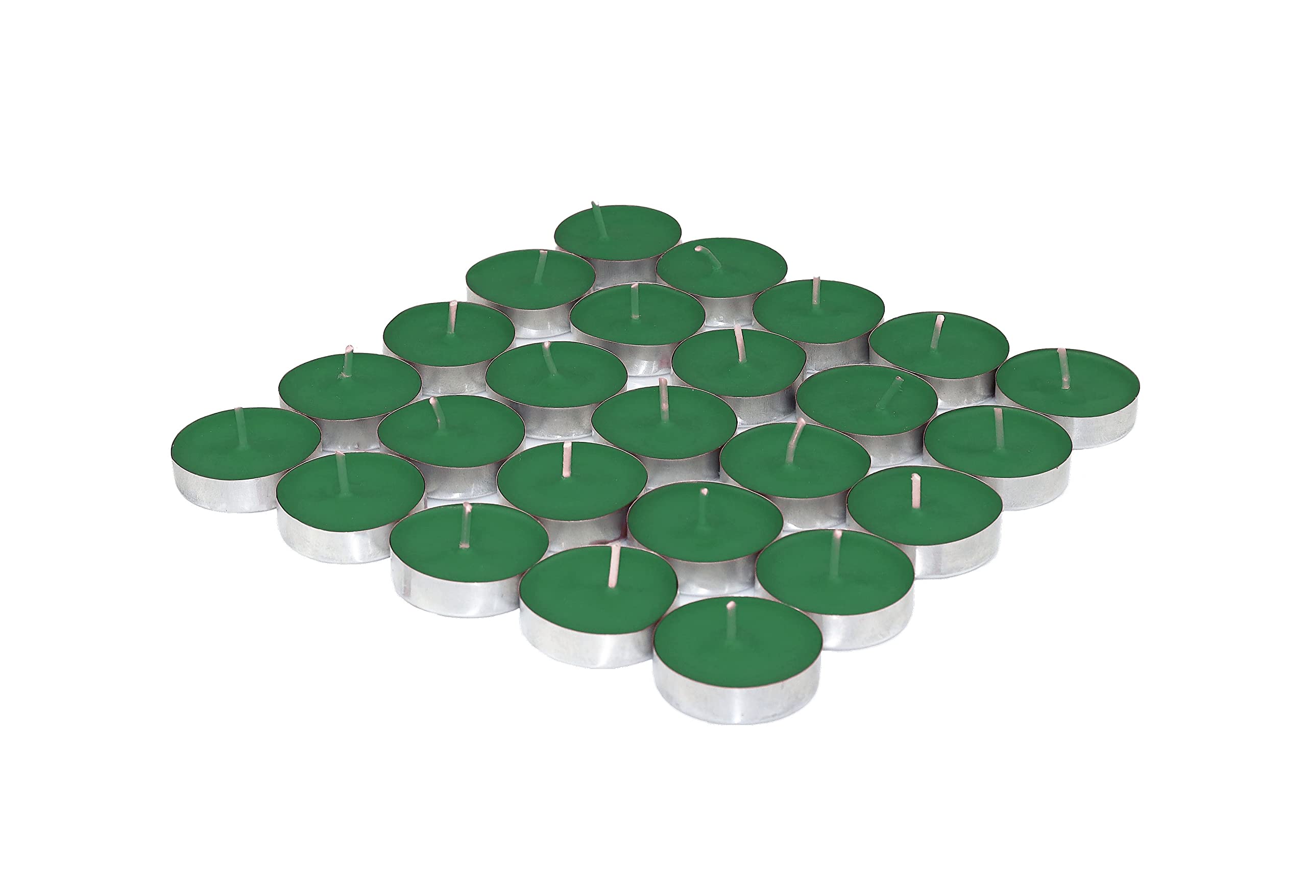 Shraddha Creation Wax Green Tealight Candles, Plain Tea Lights Candles Set of 25 for Diwali Decorations, Fancy Unscented Tealight Candles Pack of 25pcs (Green Colour)