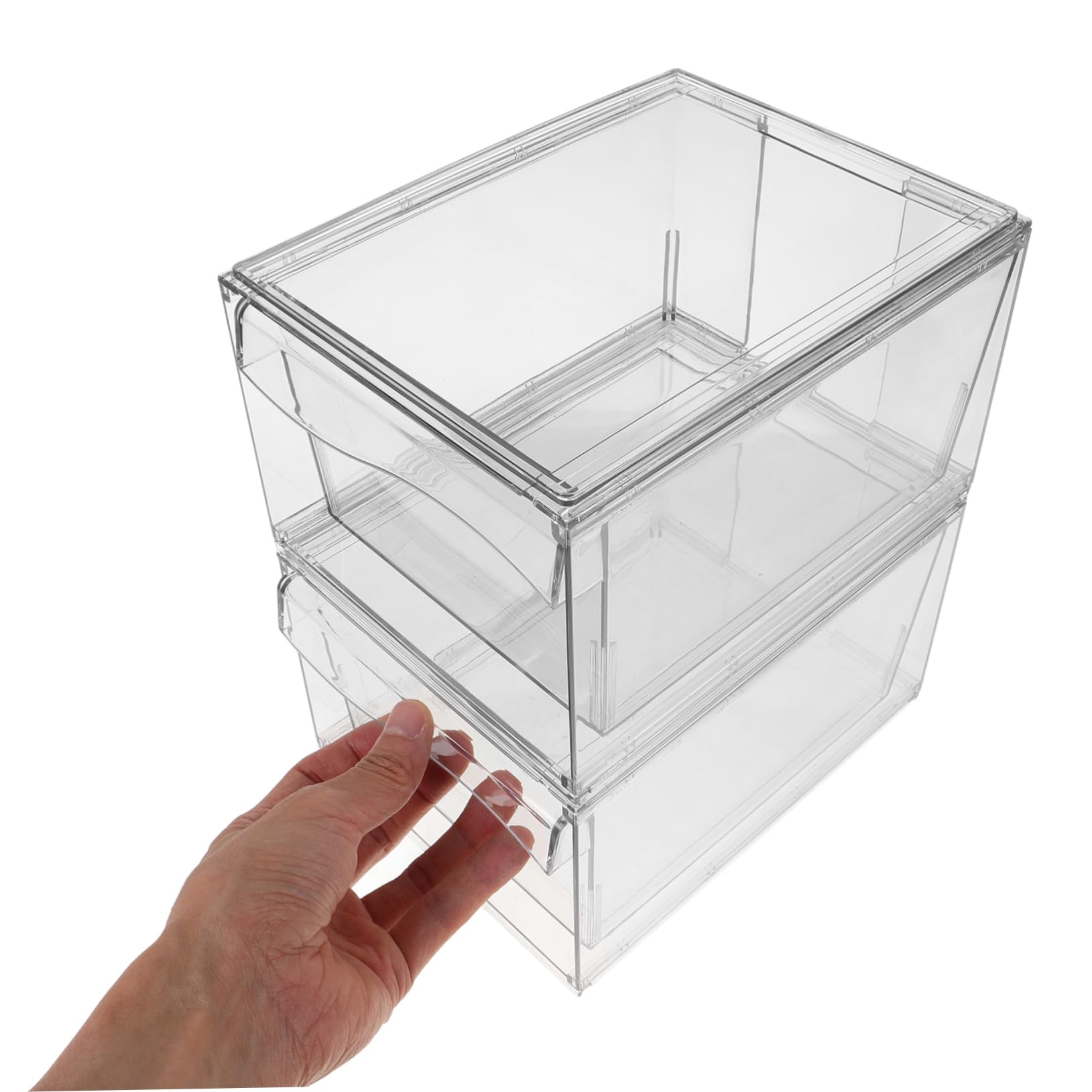 OUNONA 2stücke Stapelbare Acryl-aufbewahrungsboxen Mit Transparenter Organizer Für Kosmetik Make-up Und Hautpflege Multifunktional Für Schreibtisch Und Badezimmer Robust Und Platzsparend