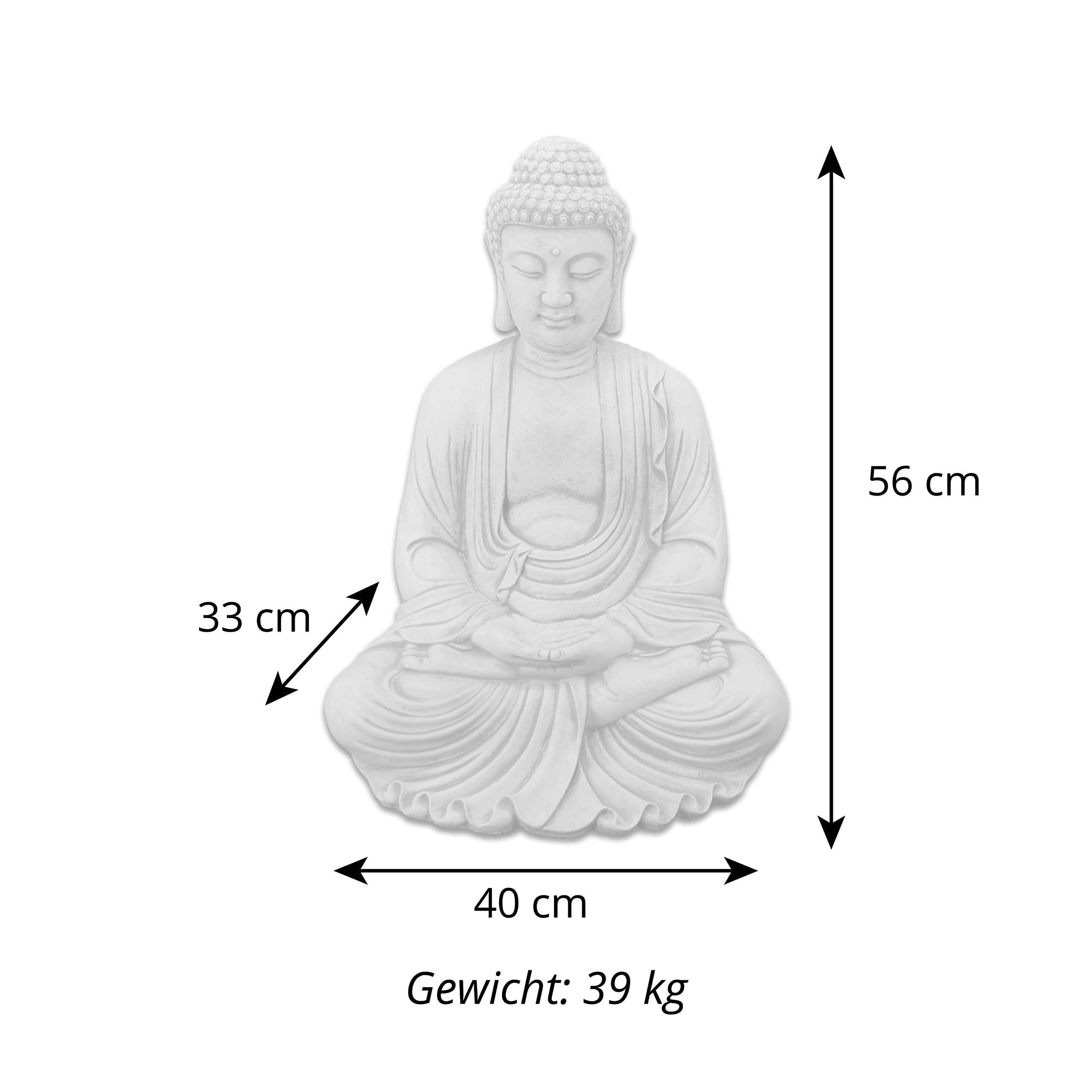 gartendekoparadies.de Statue de Bouddha Gardien du Temple Statue en Pierre Hauteur 56 cm 39 kg Gris Résistant au gel en Pierre pour Extérieur