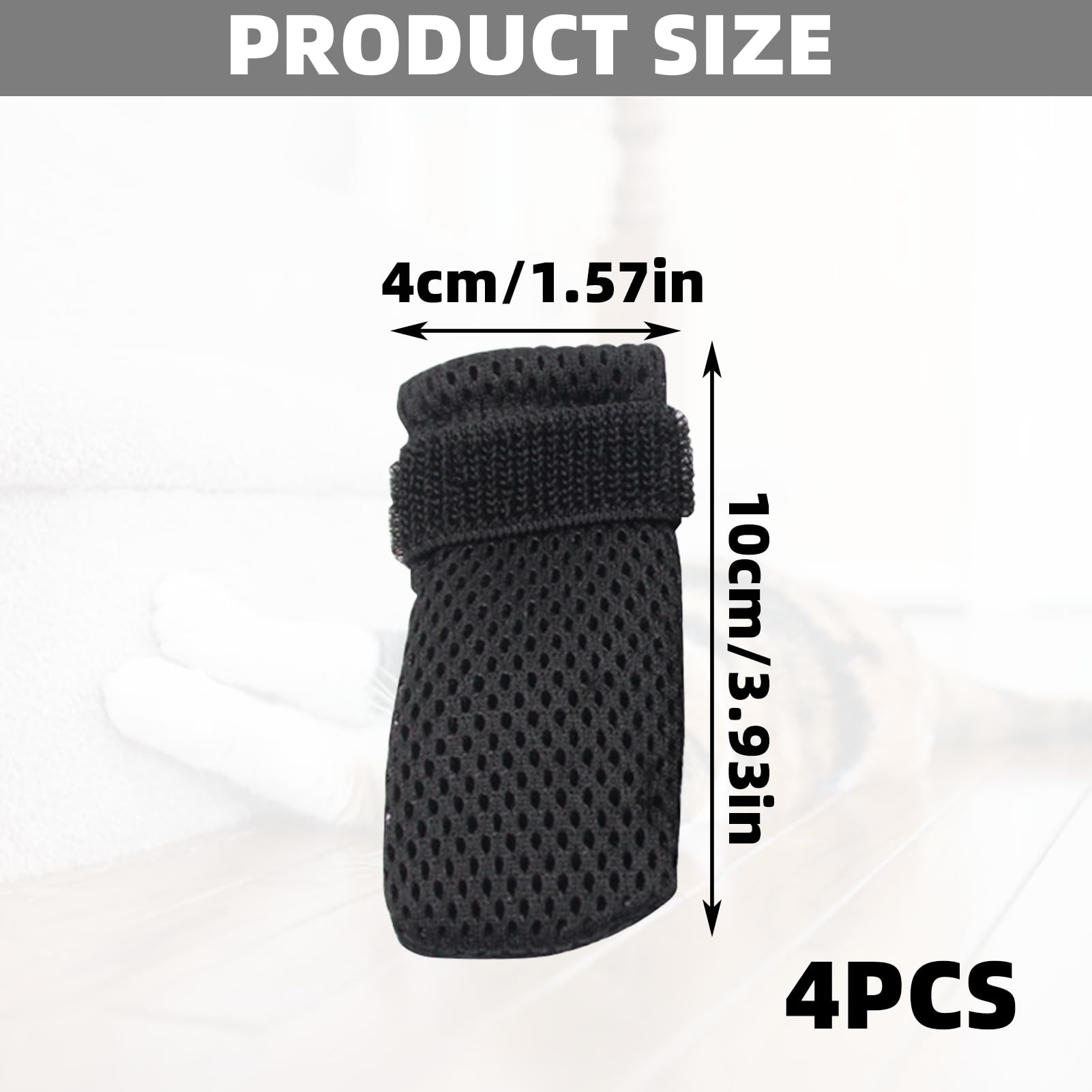 4PCS Cat Claw Covers Adjustable Cat Nail Gloves Anti Scratch Cat Paw Covers Cat Booties Dog Socks Breathable Mesh Cat Foot Covers Cats Claw Protector for Pet Bathing Cutting Nails Checking(Black) - Image 2